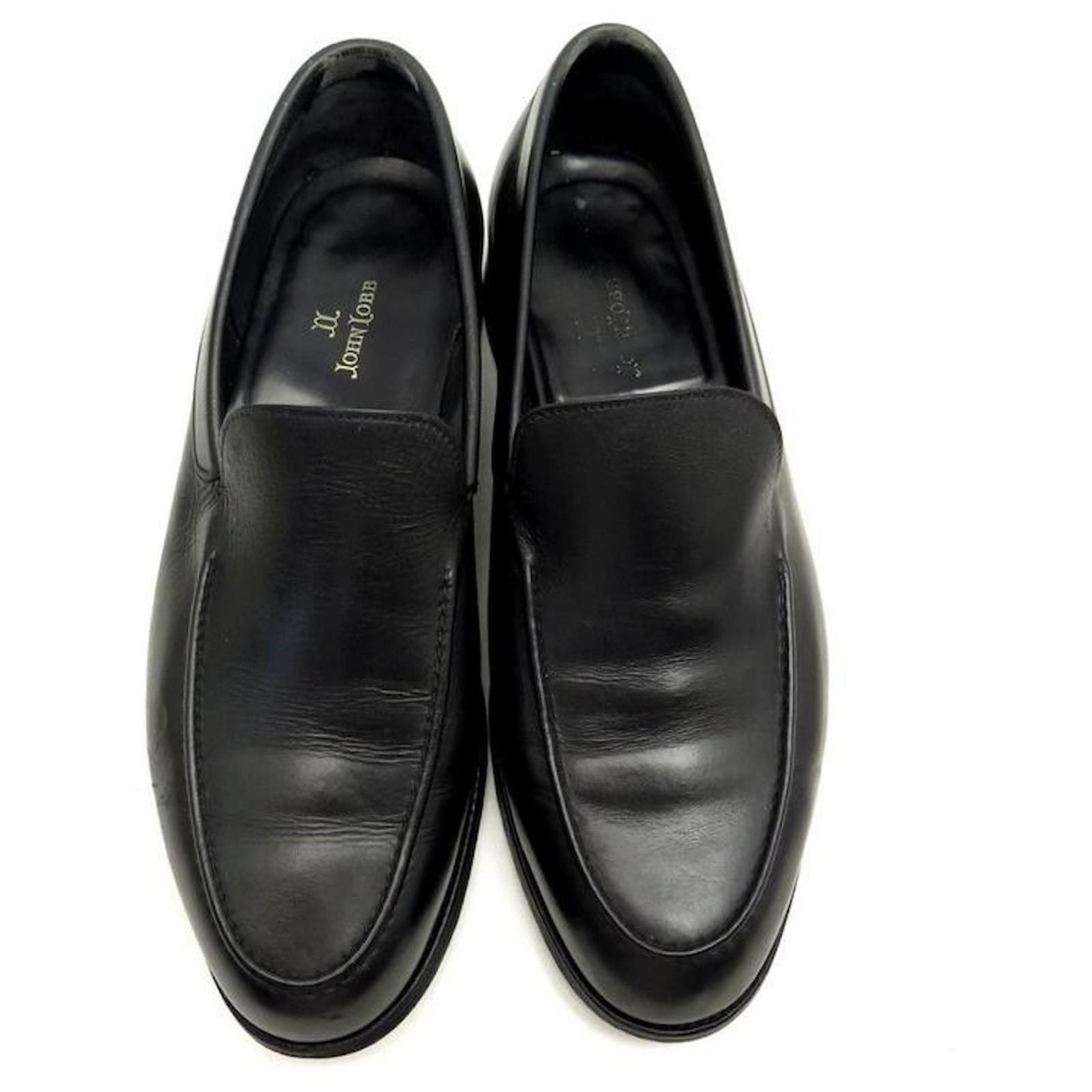 JOHN LOBB CHESTER SHOES 7E 41 BLACK LEATHER LOAFERS ref.802128