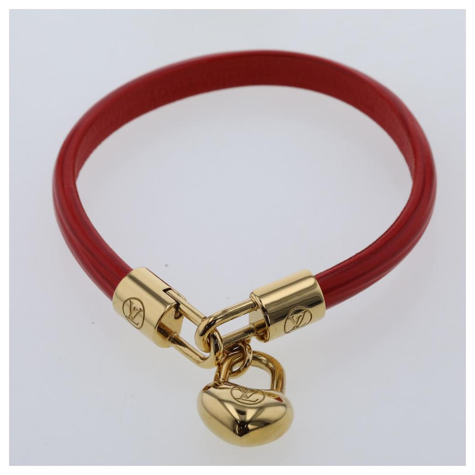Louis Vuitton Leather Crazy in Lock Charm Bracelet M6450 Red Pony
