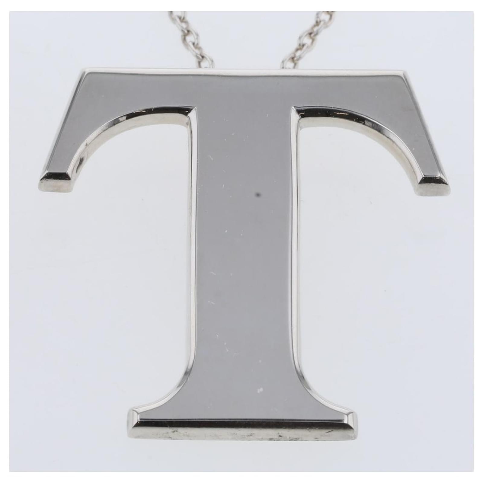 Tiffany & Co Toyota Collaboration T Logo Necklace Silvery