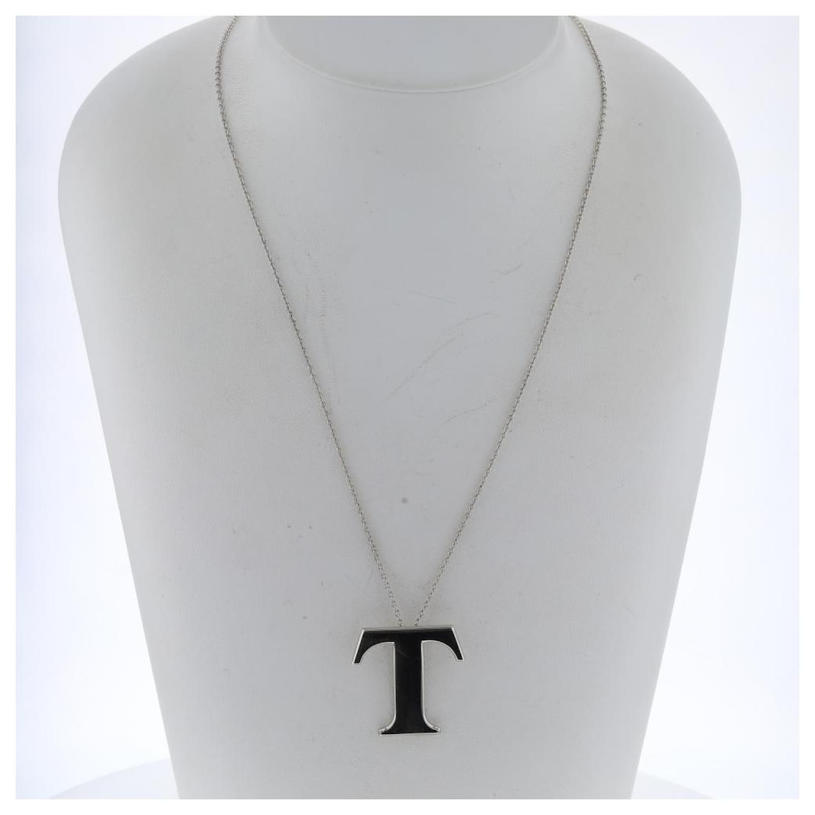 Tiffany & Co Toyota Collaboration T Logo Necklace Silvery