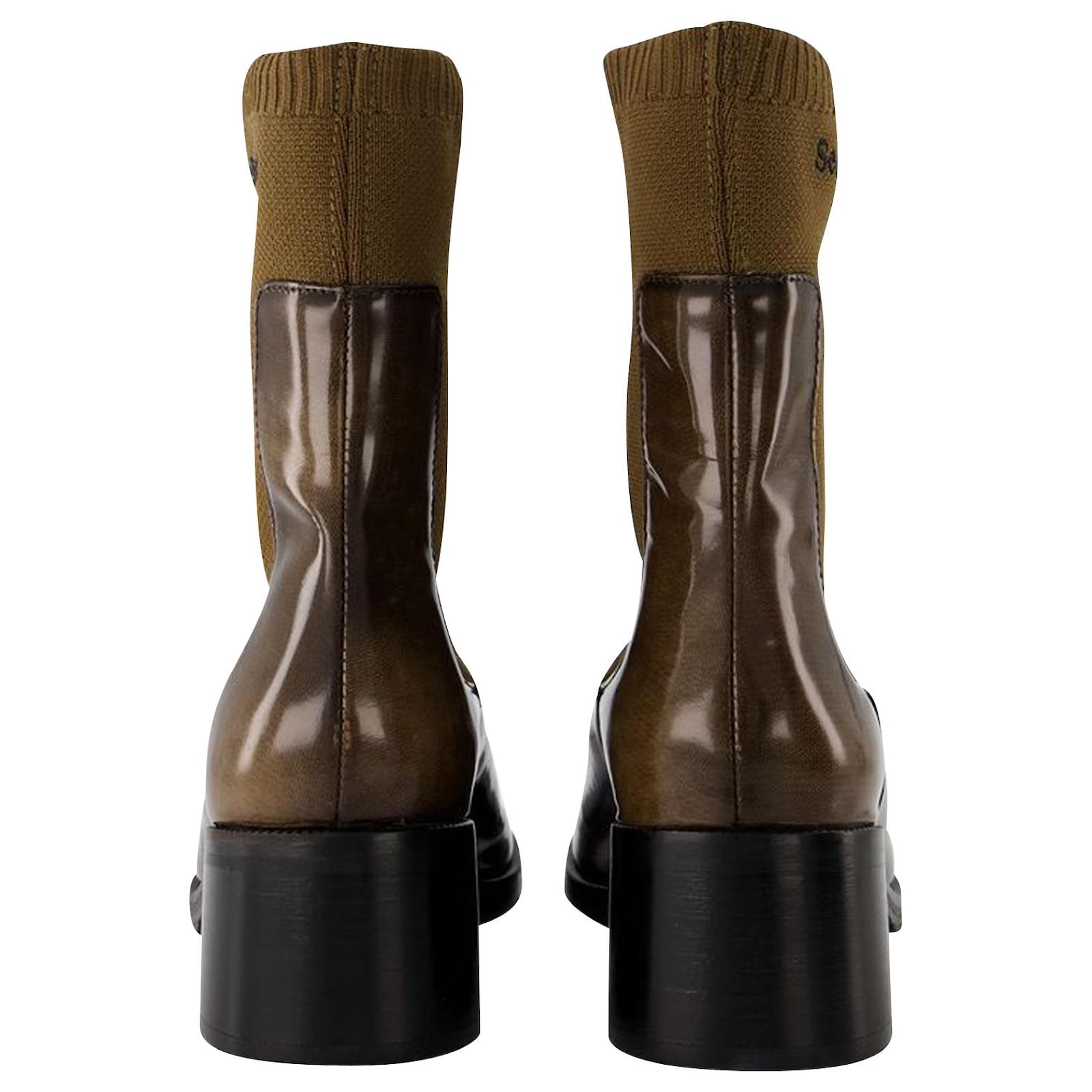 【関税込み】Mallory Boots in Brown Leather/Fabric Amazon.com | See by Chloe Mallory Ankle Boot Dark Beige EU