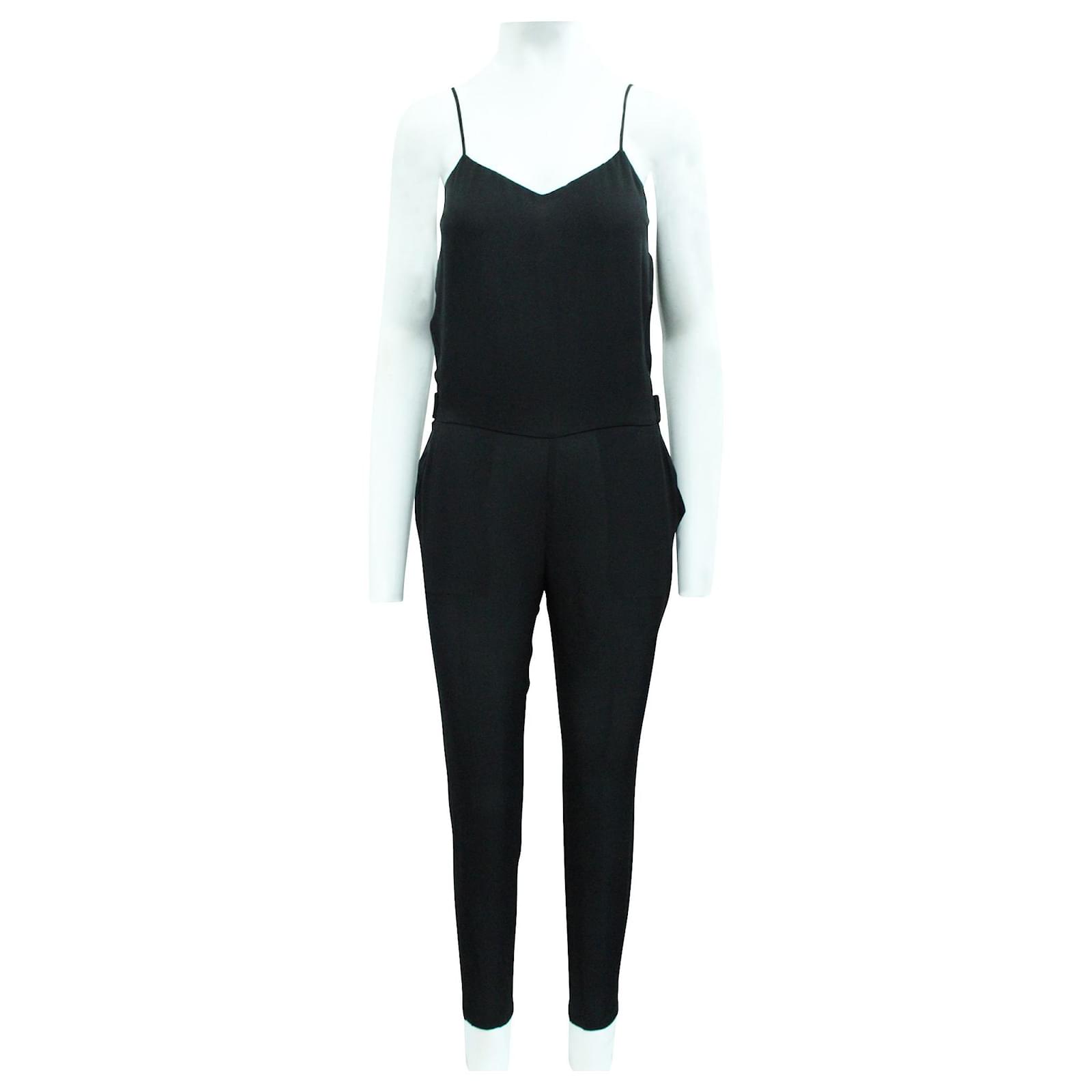 Theory Black Long Jumpsuit with Pockets Silk ref.804531 - Joli Closet