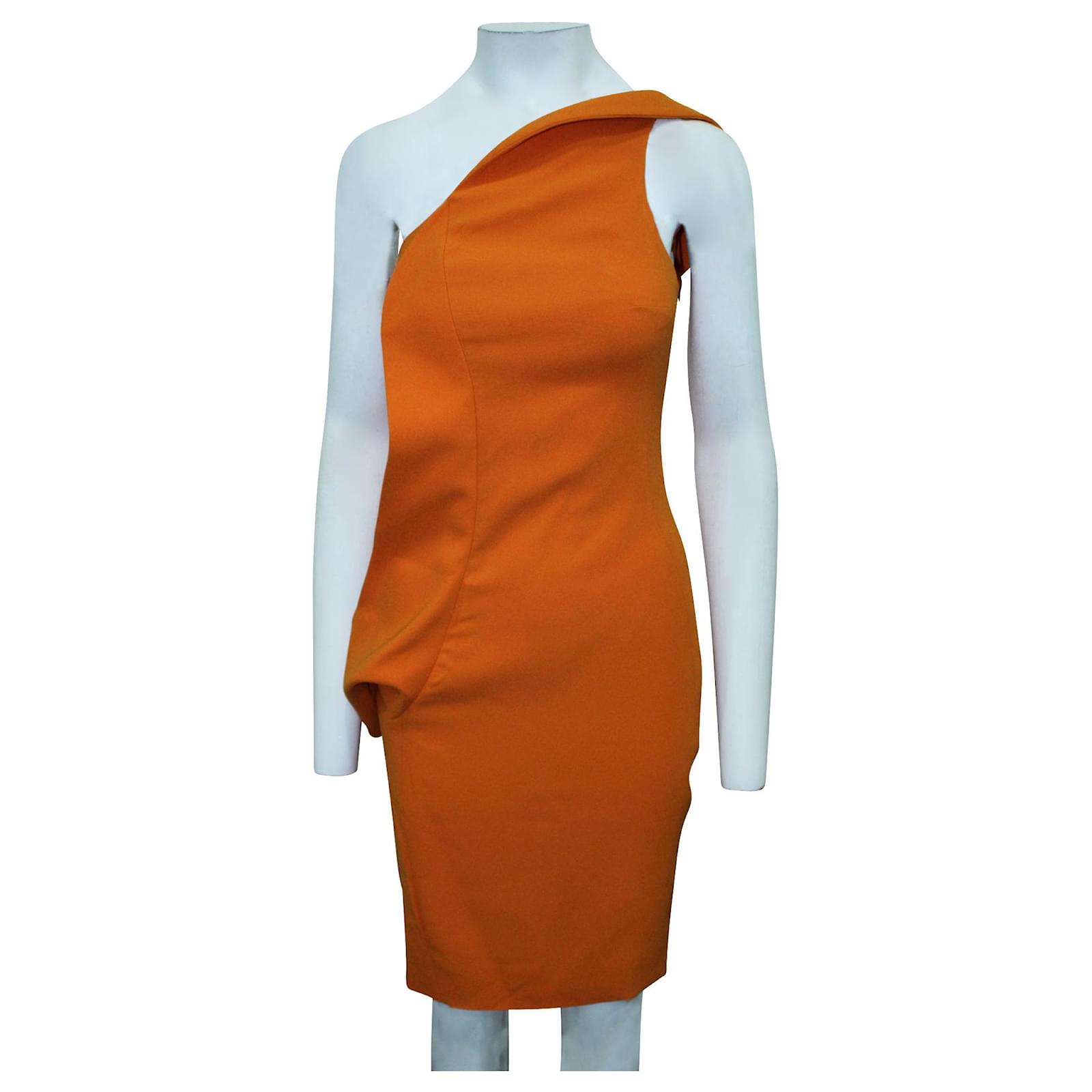 evolutie tobben Toelating Jil Sander One Shoulder- Vibrant orange asymmetric Dress ref.804596 - Joli  Closet
