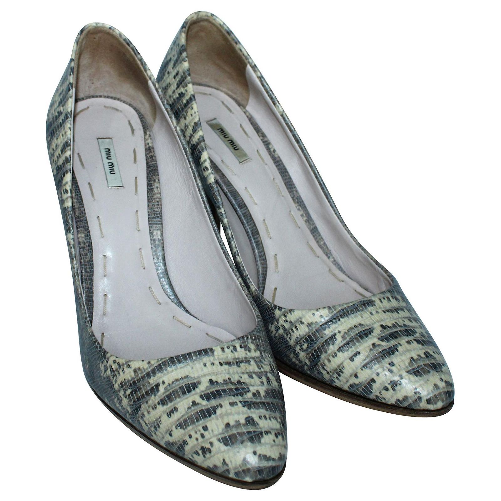 Escarpins Femme Vintage Années 80 Peau De Serpent Noir - Talon Aiguille 7 Cm - Taille UK 5.5