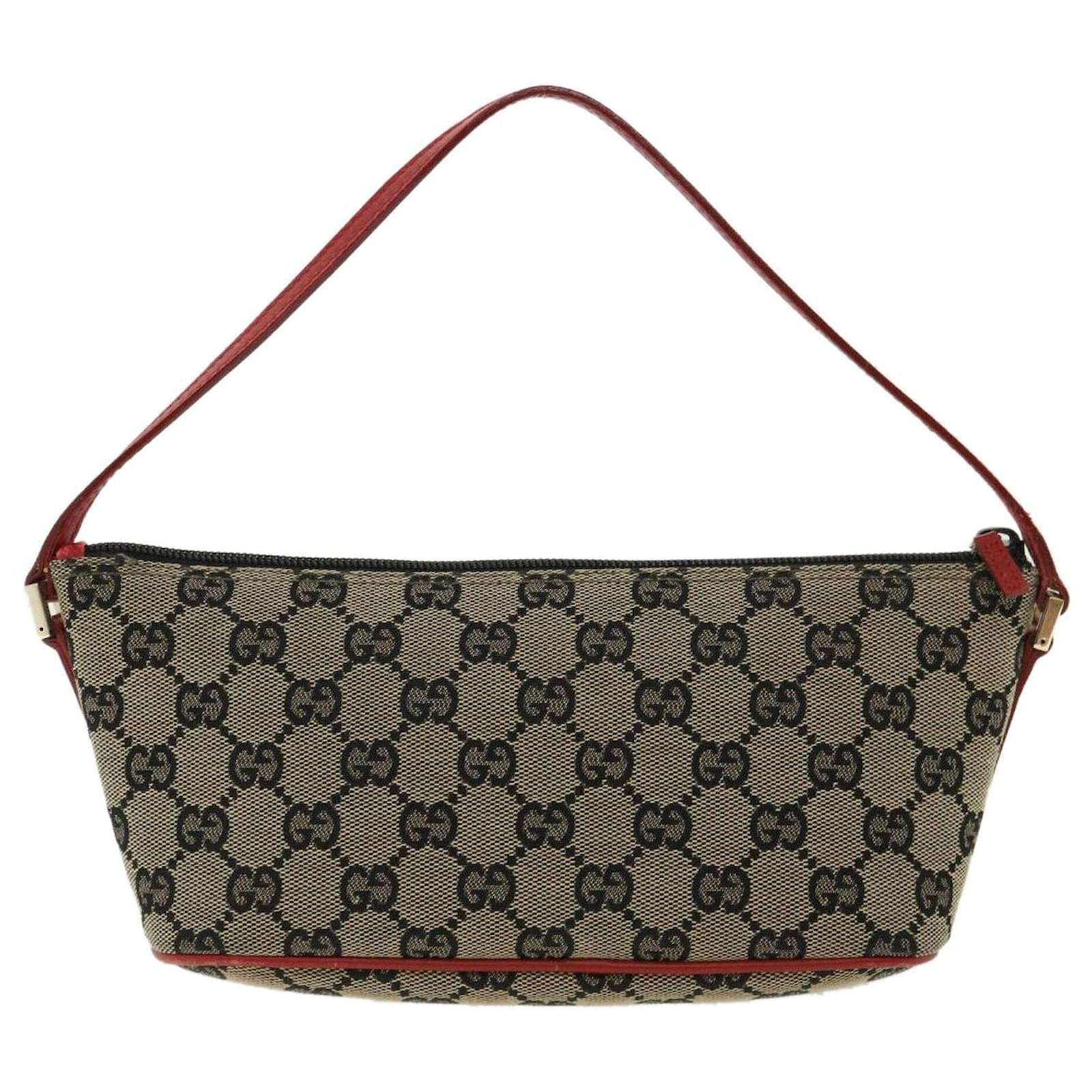 GUCCI GG Canvas Accessory Pouch Navy Red 039 1103 2123 auth