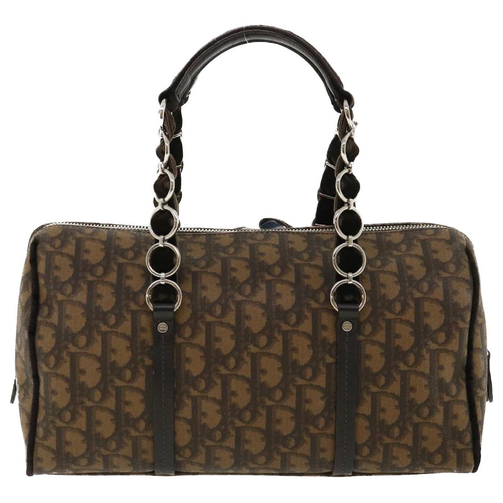 Christian Dior trotter romantic Flower Shoulder Bag Brown 07-BO