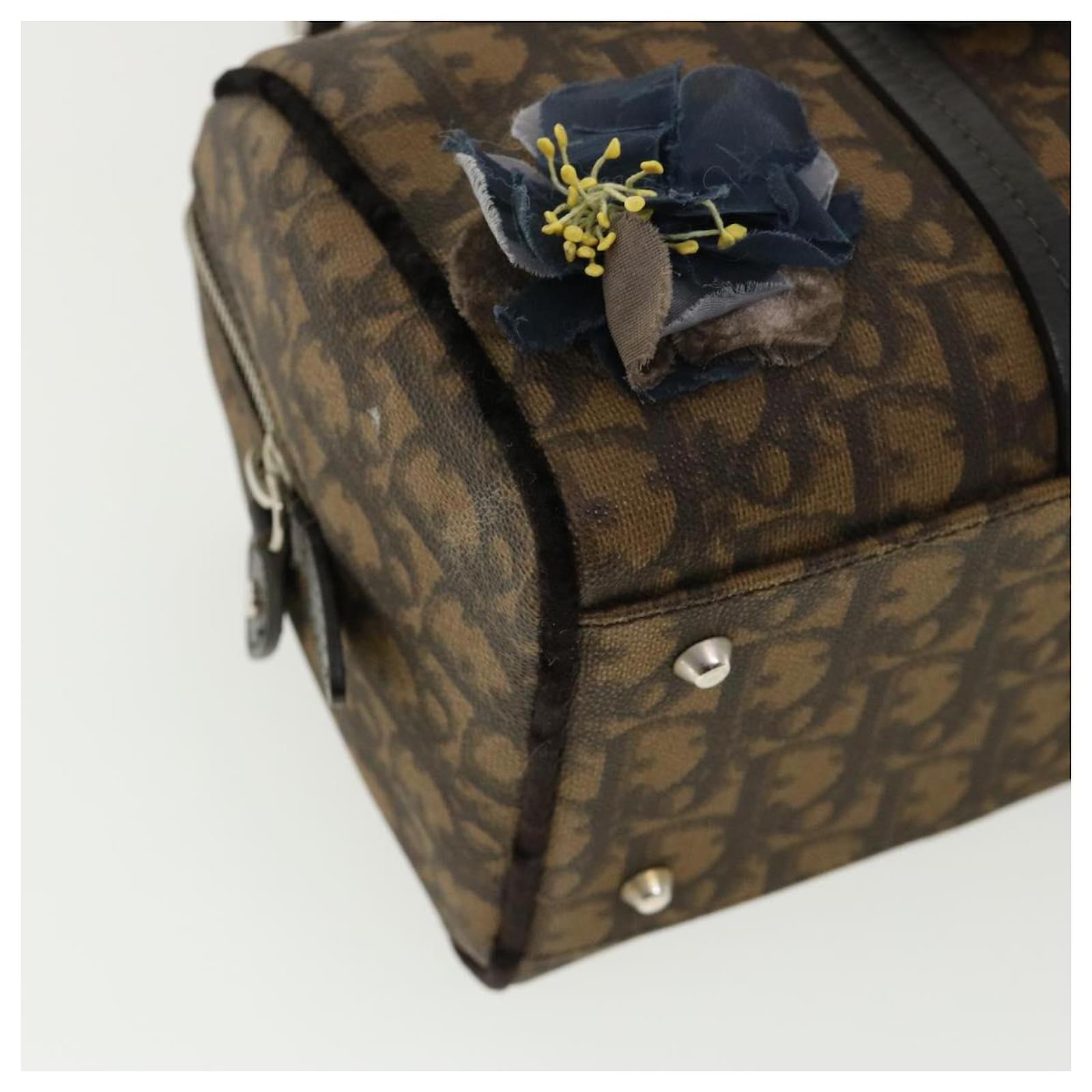 Christian Dior trotter romantic Flower Shoulder Bag Brown 07-BO