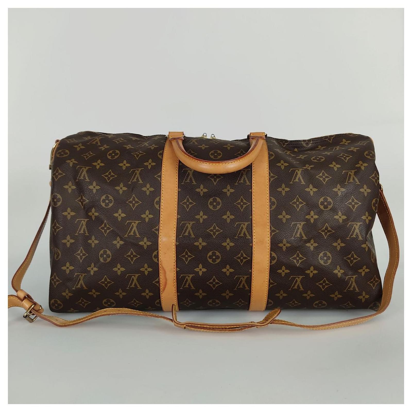 Louis Vuitton Travel bag Keepall 50 Bandoulière Monogram Brown Cloth  ref.805982 - Joli Closet