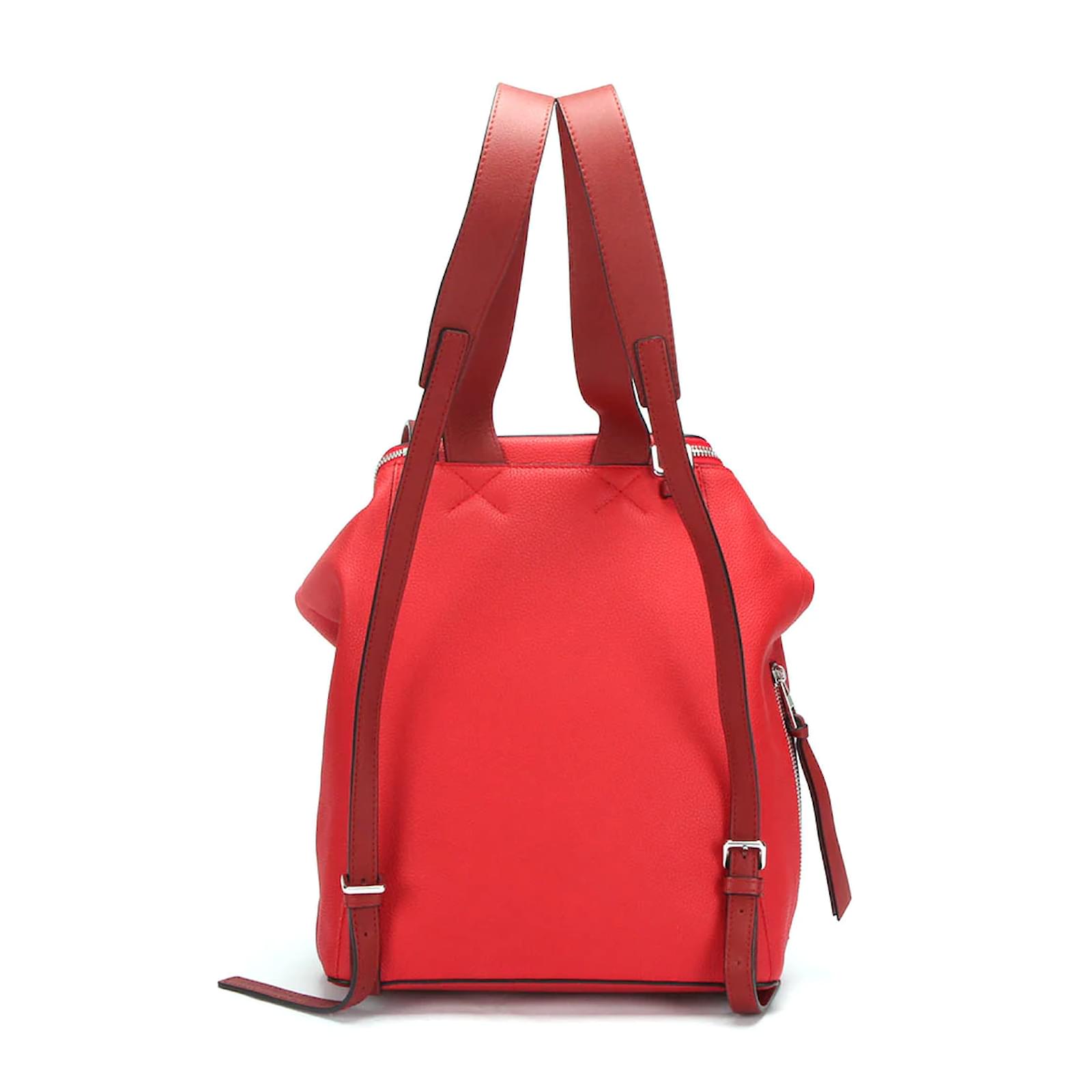 Loewe Leather Goya Backpack Red Pony-style calfskin ref.806148