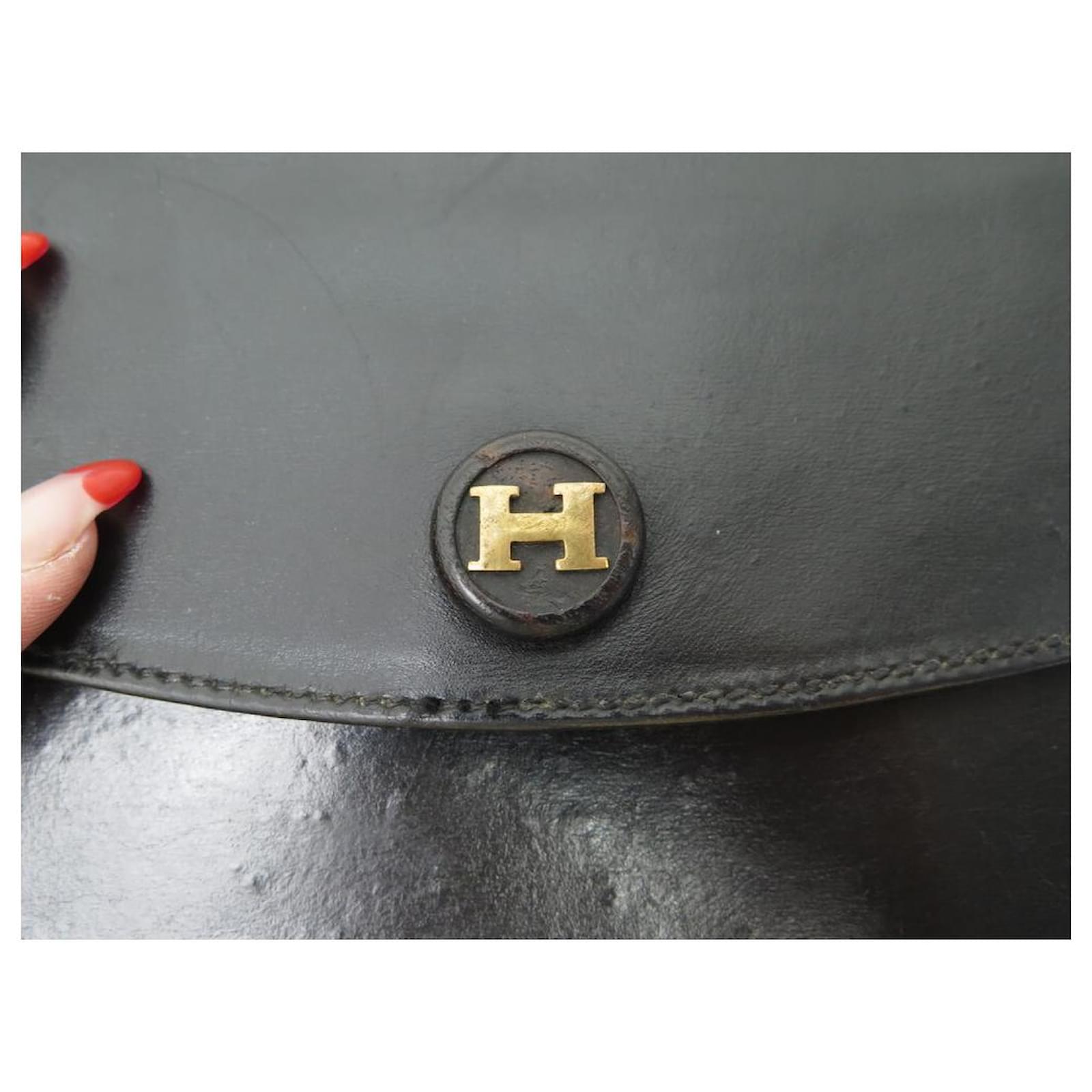 Hermes Rio H Clutch in Black Box Leather