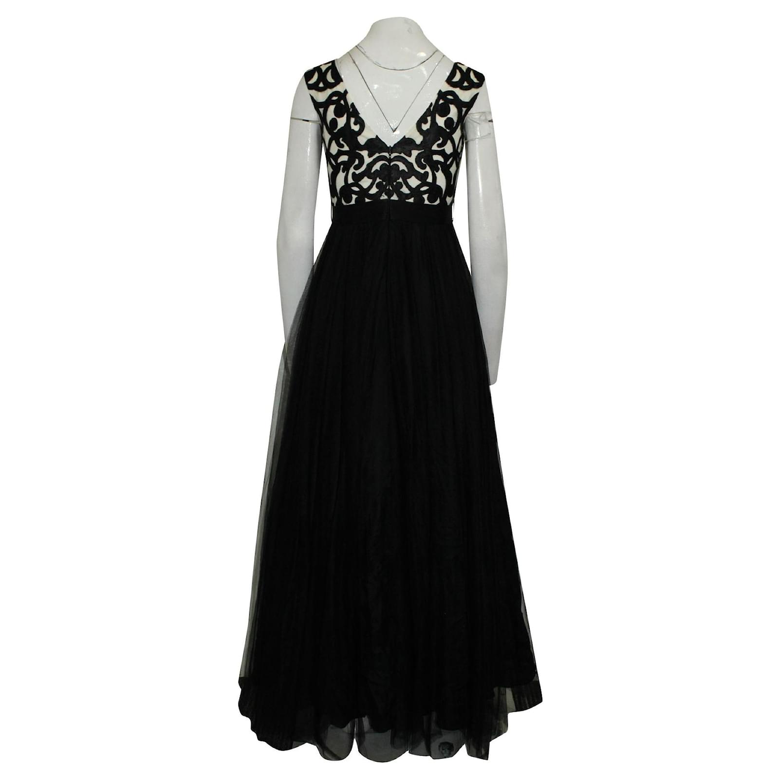 aidan mattox black and white dress Aidan Mattox Womens White Black Colorblocked Mock Neck Gown 10