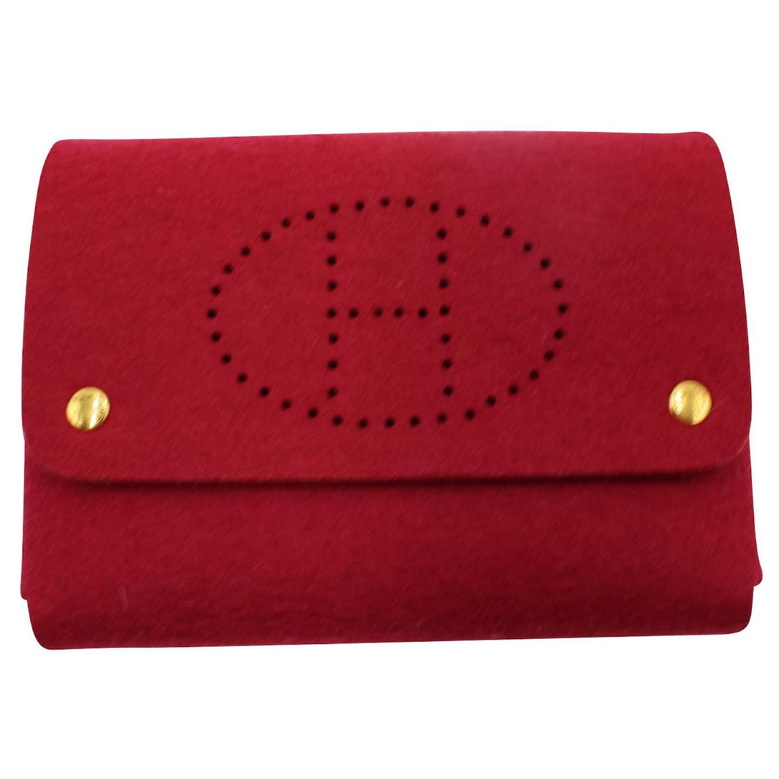 Evelyne Hermès Evelyn Felt Playing Cards & Belt Pouch in Red ref.808276