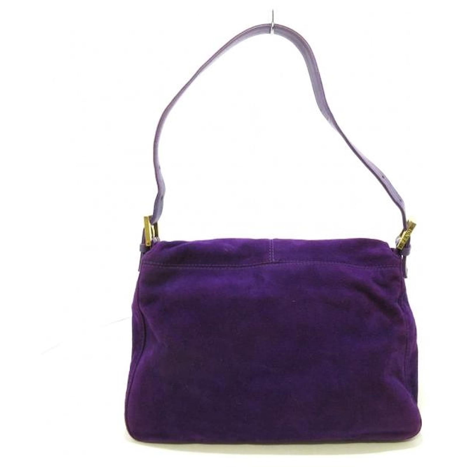 Fendi Mamma Baguette Purple Suede Leather Joli Closet