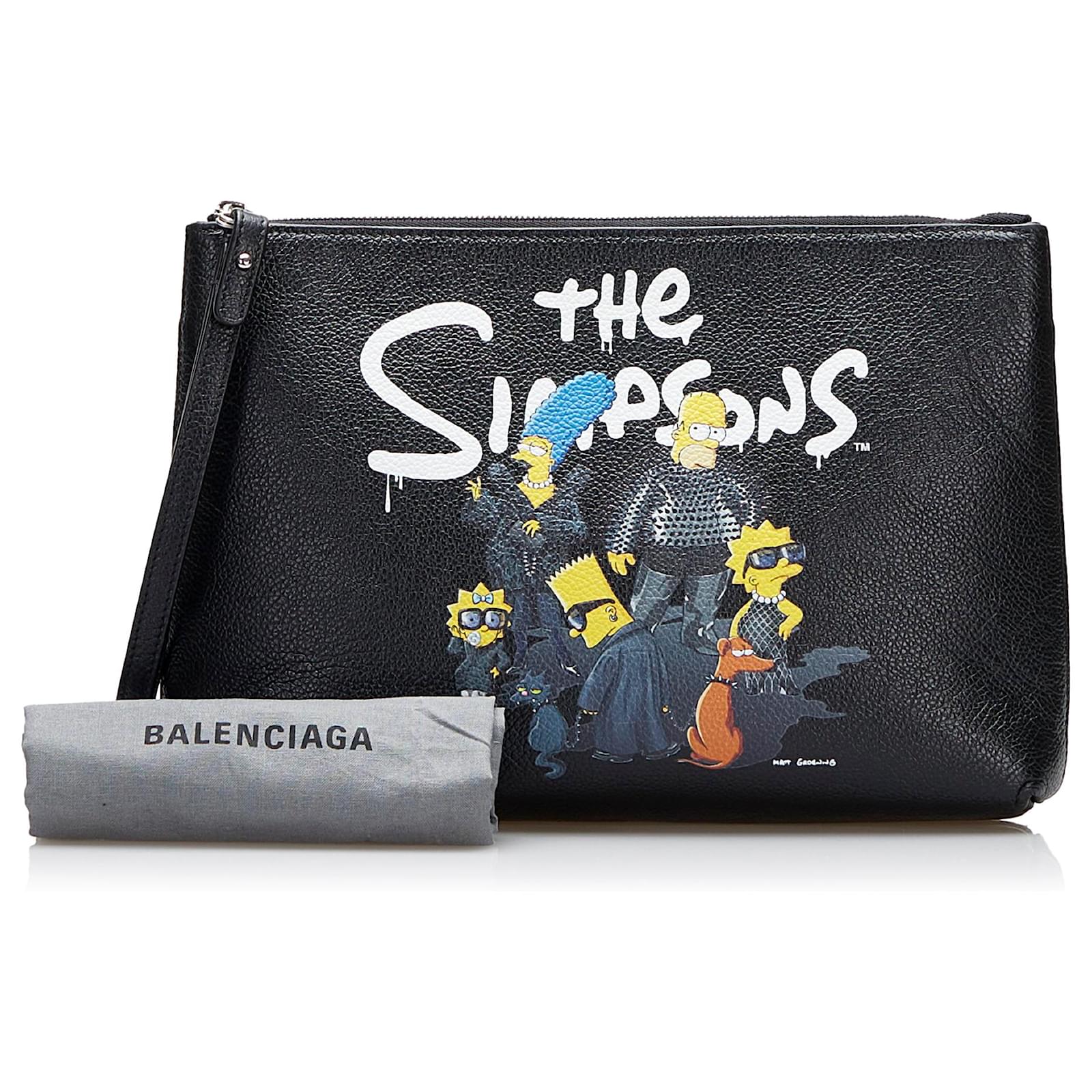 【BALENCIAGA】SIMPSONS GUSSET POUCH ポーチ★関税送料込み Balenciaga Black The Simpsons Gus Pouch Leather Pony-style