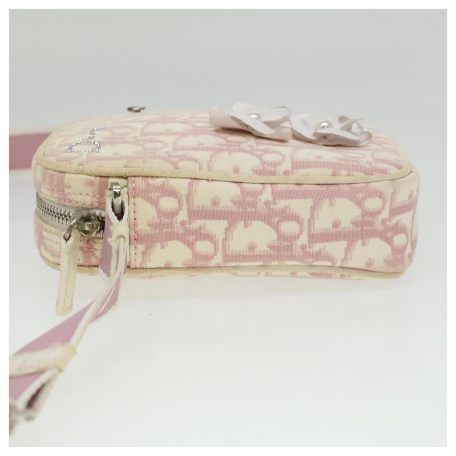 Christian Dior Trotter Canvas Flower Shoulder Bag Pink Auth yk5921  ref.816467 - Joli Closet