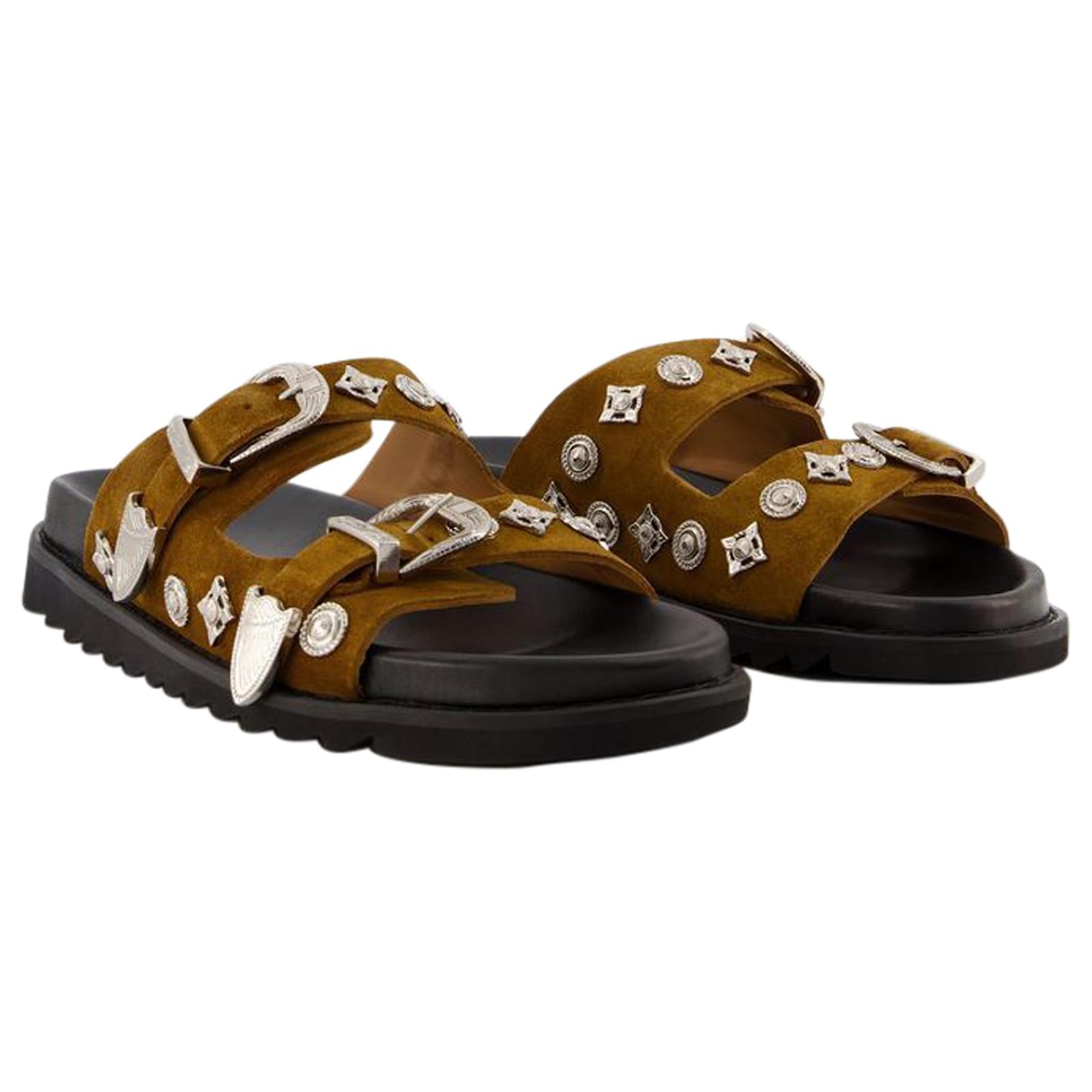 Toga Pulla AJ830 Slides - Toga Virilis - Khaki - Suede Green