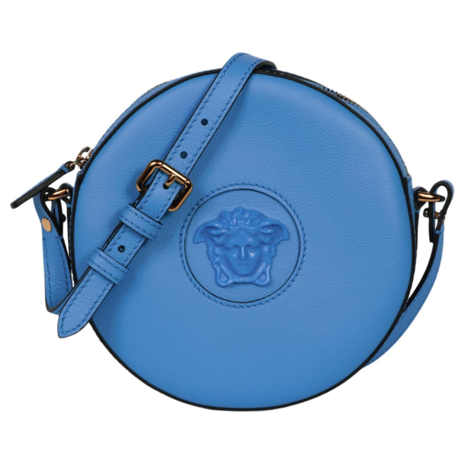 Versace Sac cam?�ra rond La Medusa Cuir Bleu ref.818335 - Joli Closet