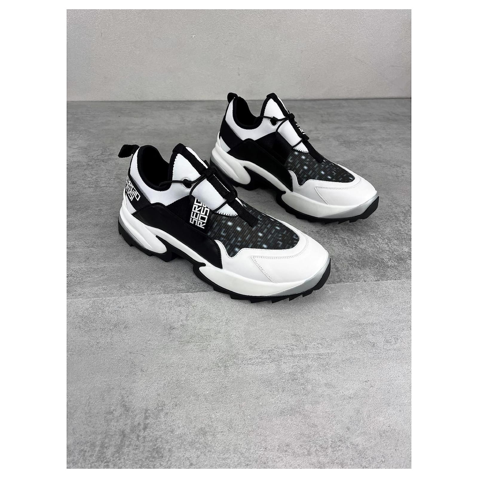 Sergio Rossi sneakers White Grey Leather ref.818964 - Joli