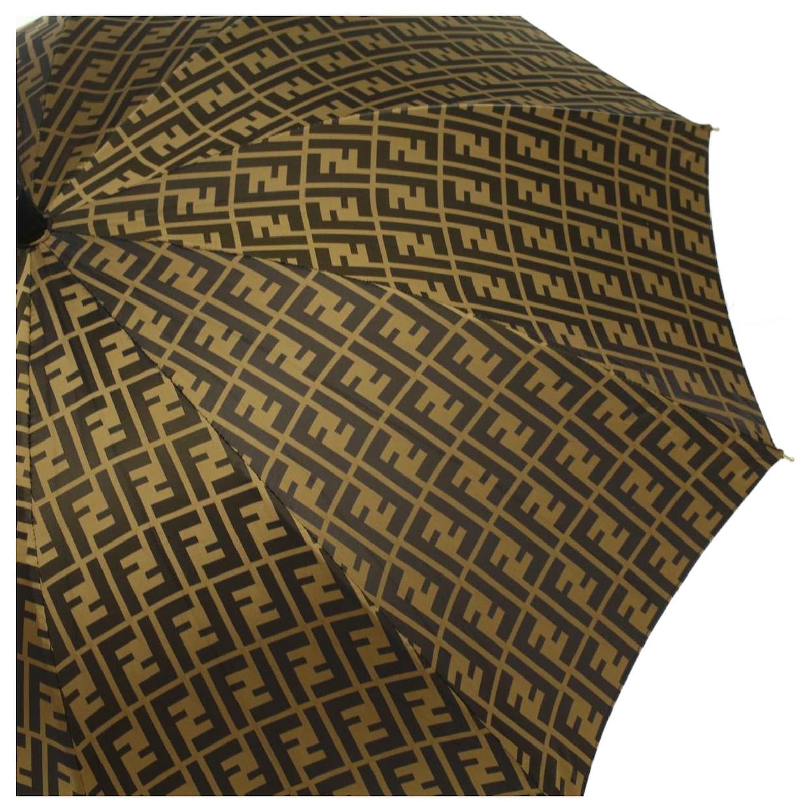 FENDI Zucca Canvas Umbrella Black Brown Auth yk5940 ref.819089 Joli Closet