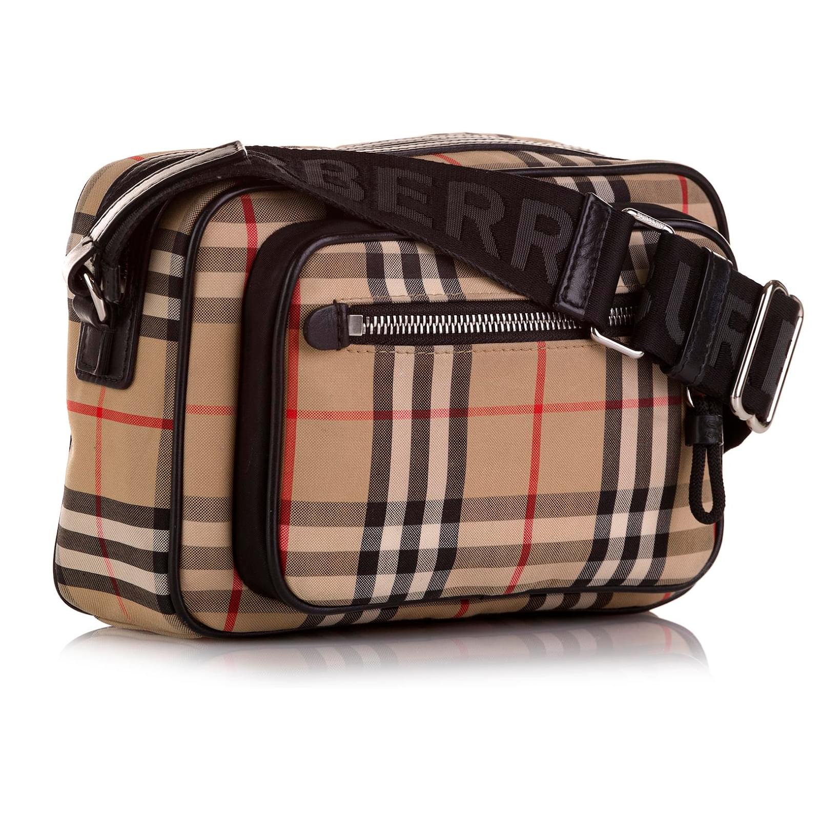 Burberry Brown/Beige House Check Fabric Crossbody Bag Burberry