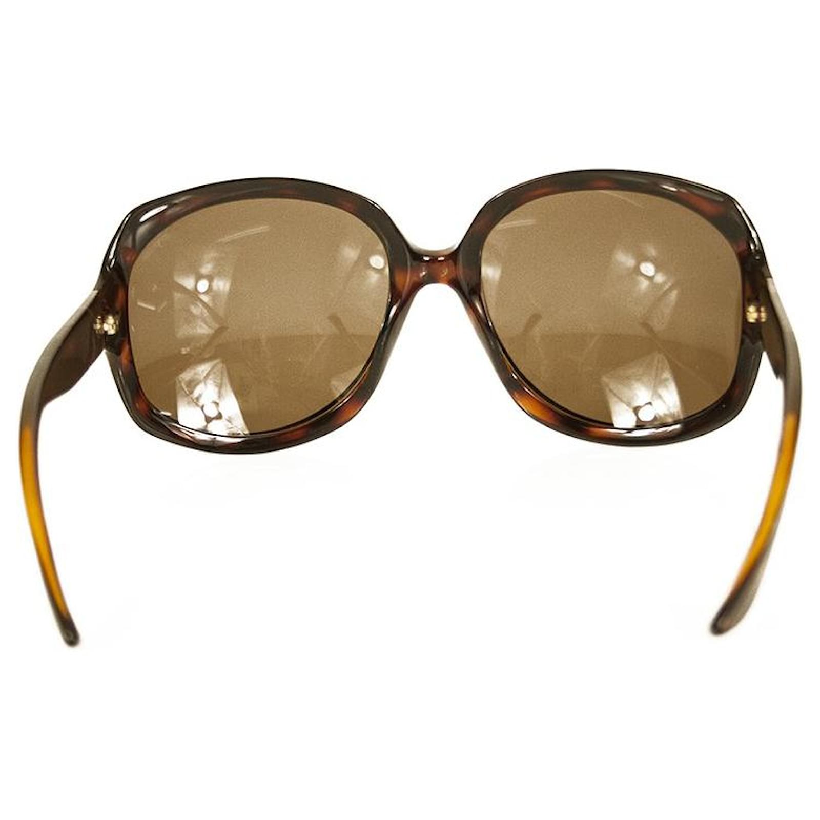 Christian Dior Glossy 1 Brown Tortoise Oversize Sunglasses Plastic