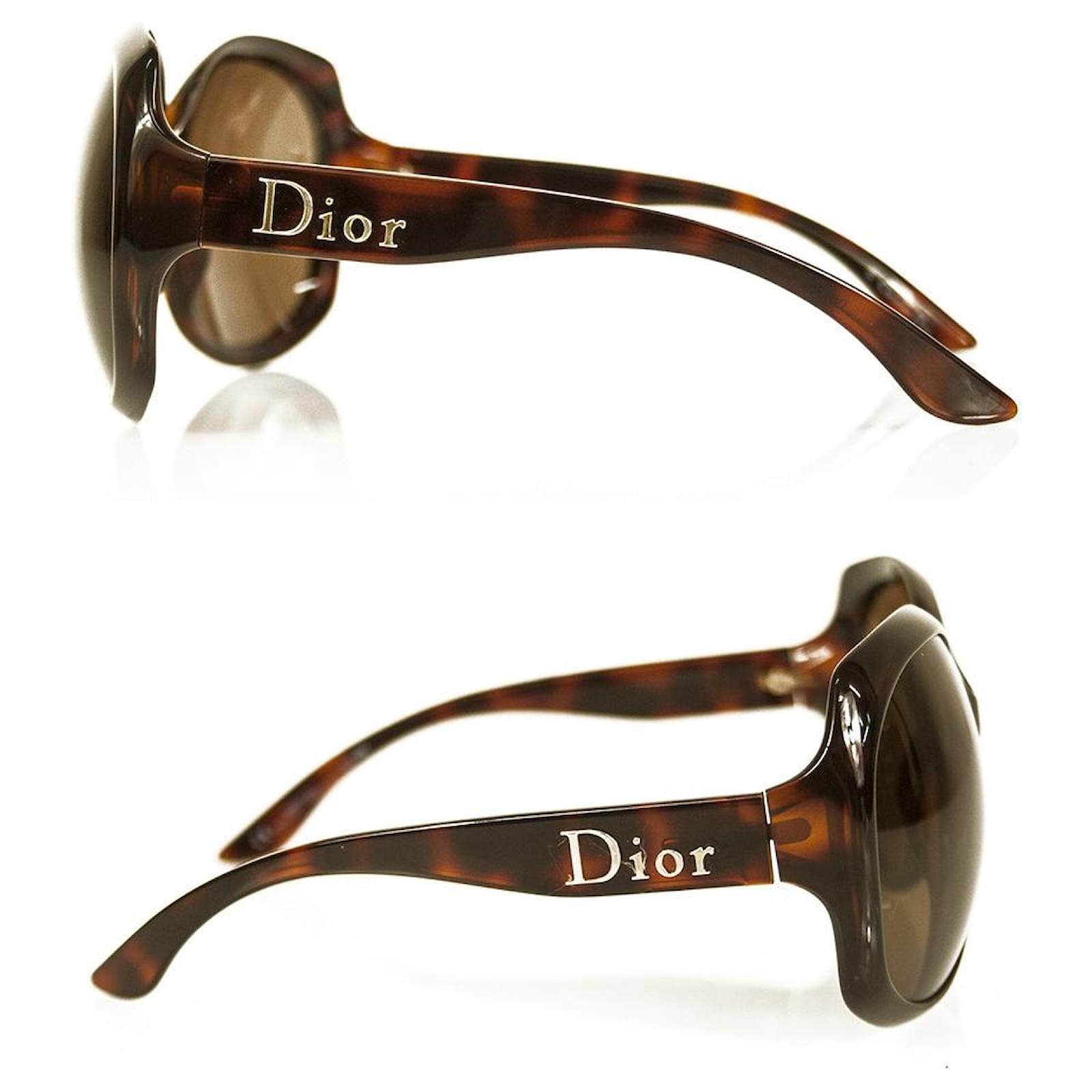 Christian Dior Glossy 1 Brown Tortoise Oversize Sunglasses Plastic