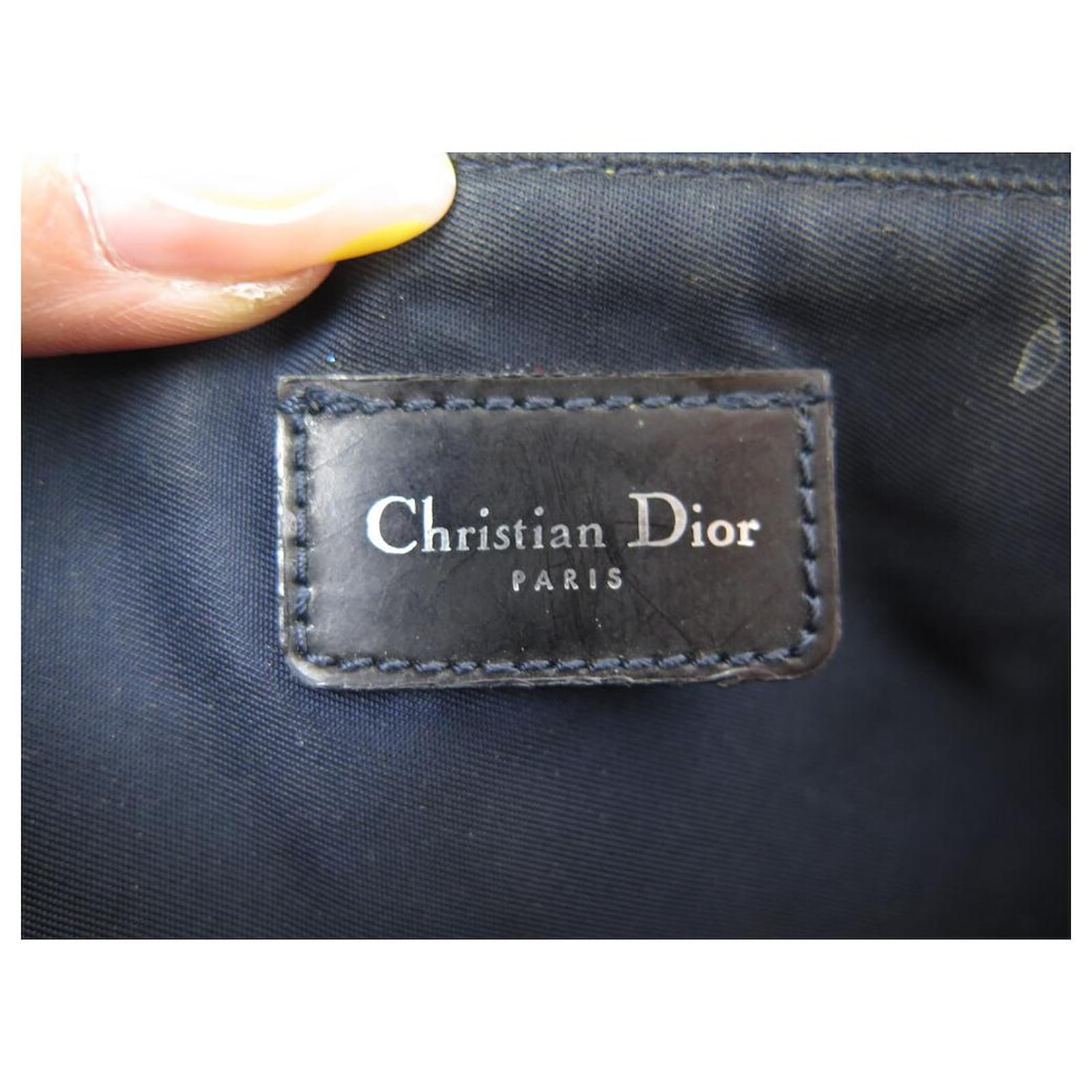 CHRISTIAN DIOR MISS DIORELLA MINI SADDLE CANVAS POUCH HANDBAG Blue Cloth  ref.820996 - Joli Closet