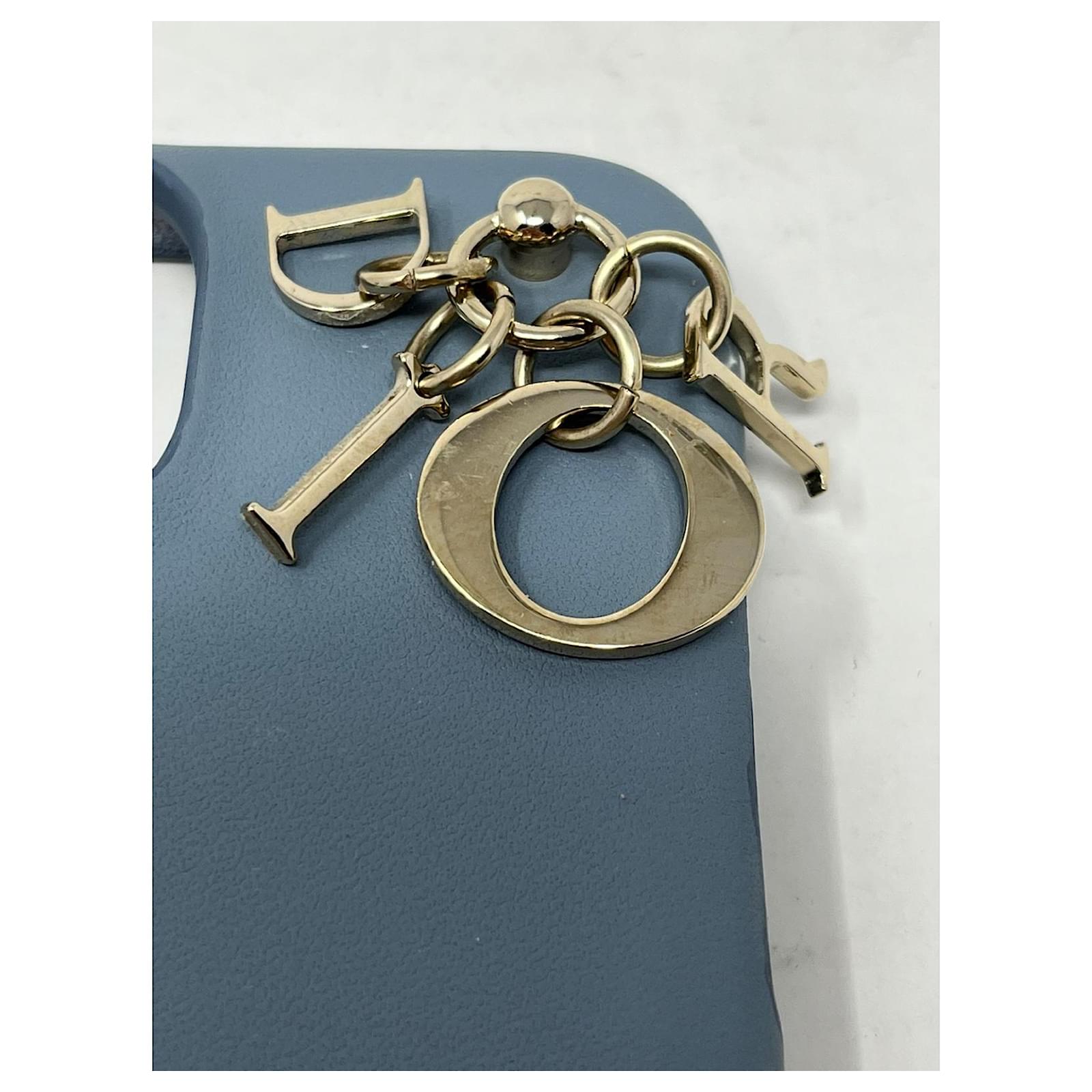 LADY DIOR CASE FOR IPHONE 13 PRO Cannage lambskin Blue Grey Gold hardware  Leather Metal ref.821785 - Joli Closet