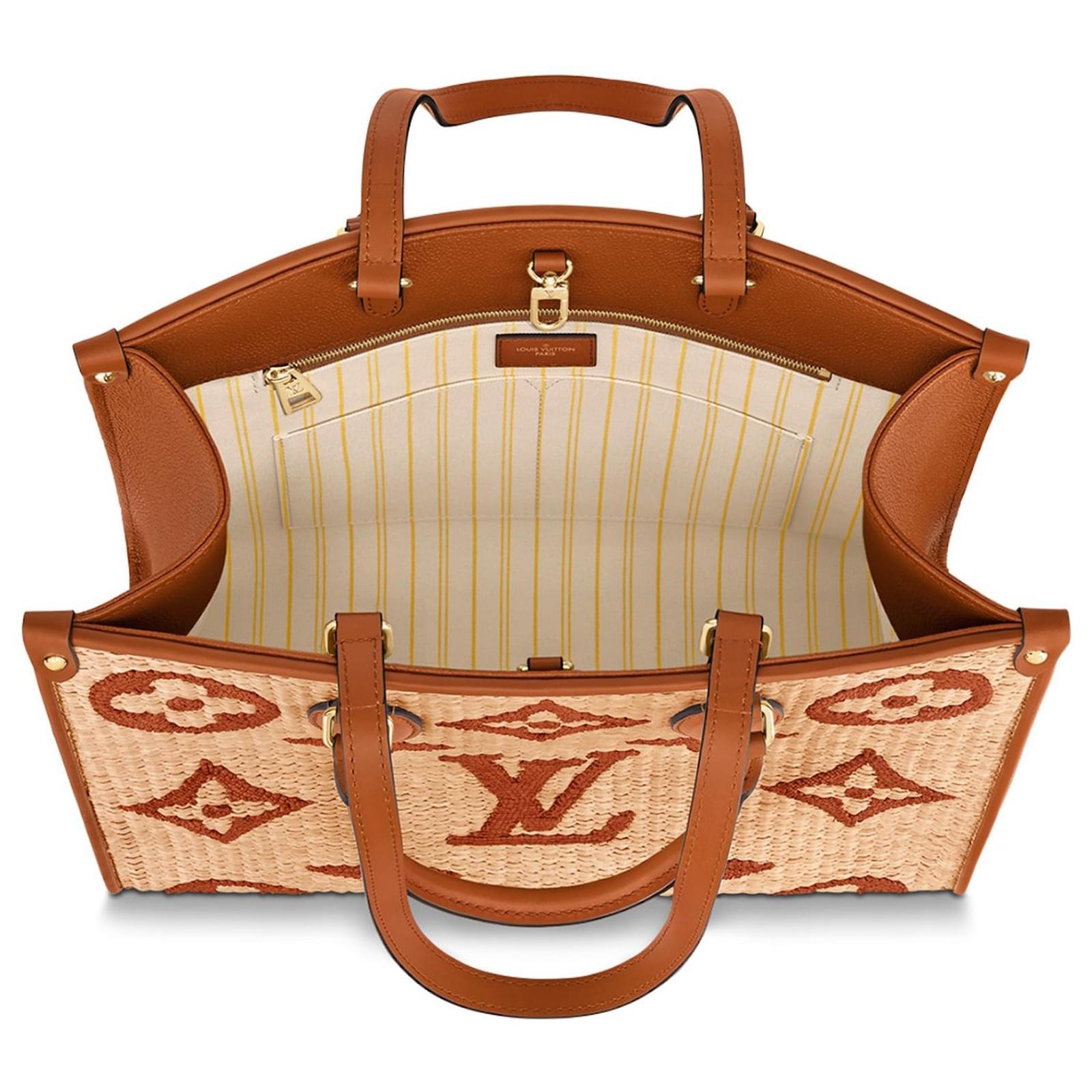 Louis Vuitton, Bags, Louis Vuitton Monogram On The Go Brown Raffia Tote W  Tags