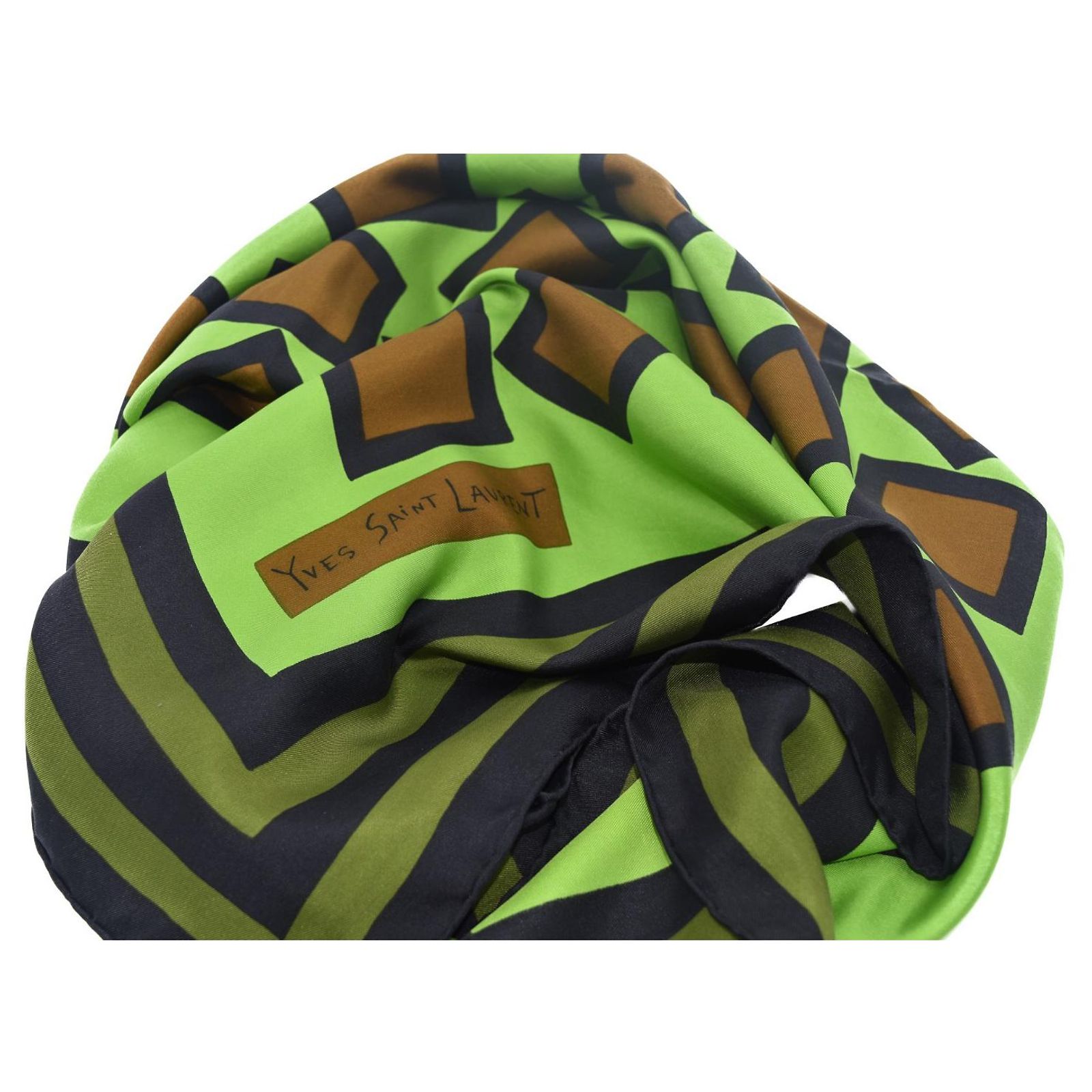Ysl Geometry Pattern Yves Saint Laurent Silk square with geometric pattern (Sold) - Joli Closet