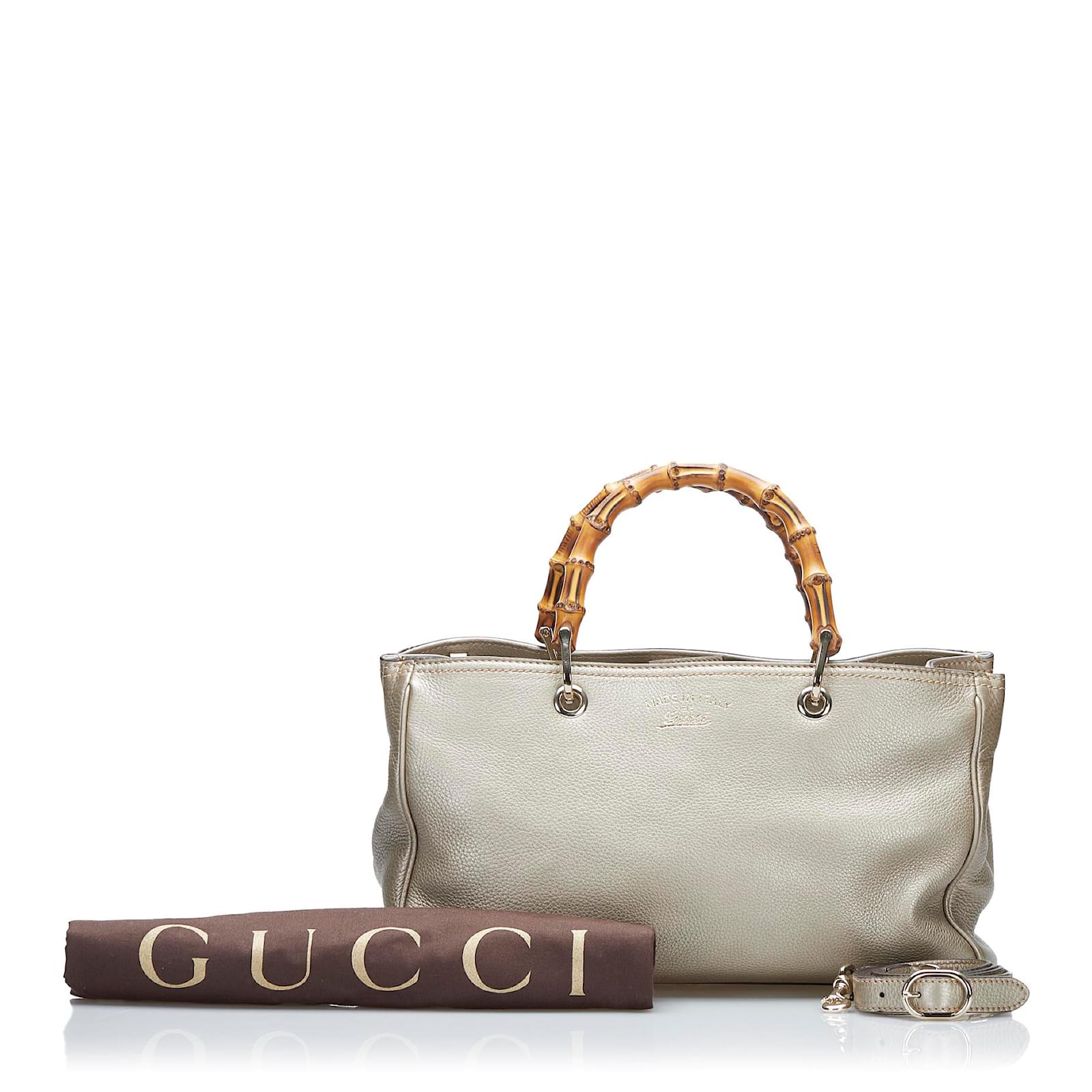 Gucci Gold Bamboo Shopper Mini Golden Leather Pony-style calfskin  ref.654591 - Joli Closet