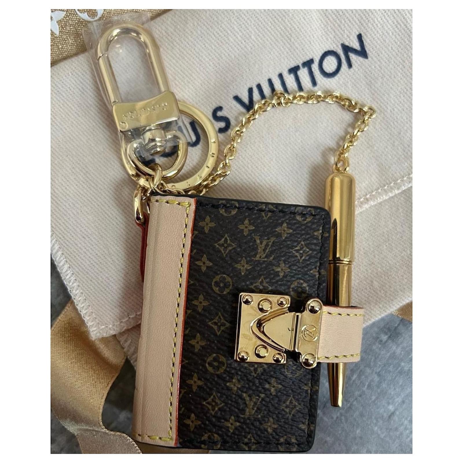 Louis Vuitton key ring Brown Black Gold hardware Leather ref.825178 - Joli  Closet