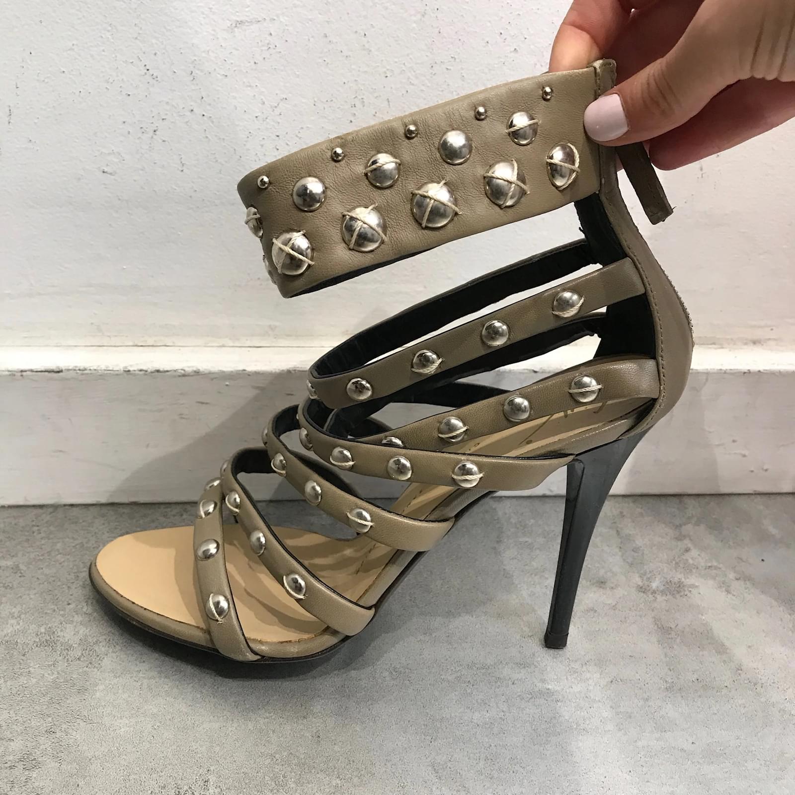 BALMAIN Sandals 39 Leather Beige Joli Closet