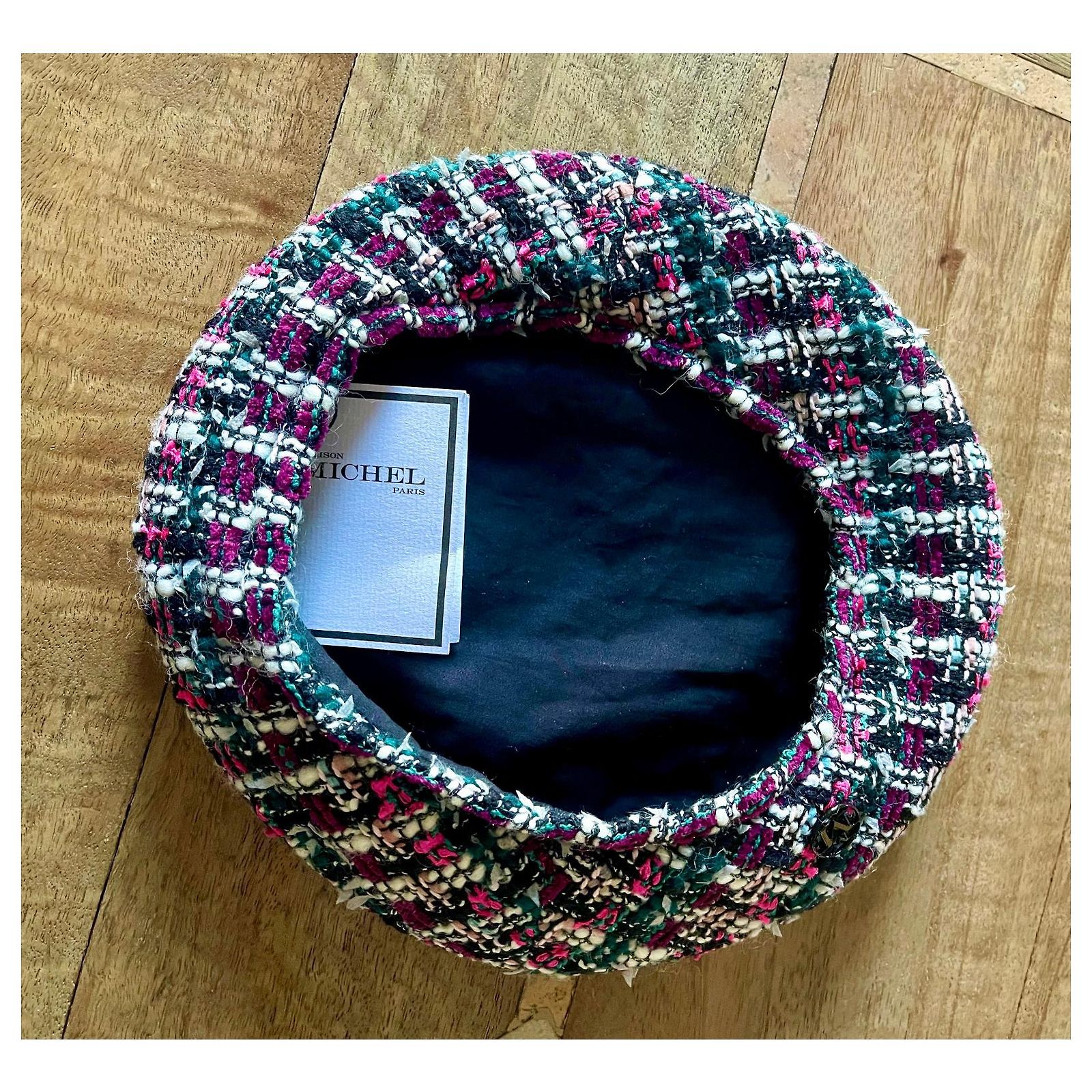 MAISON MICHEL Flore cotton-blend tweed beret Maison Michel Flore Tweed Basque Beret 2316016001-Shiny blue  main image 4
