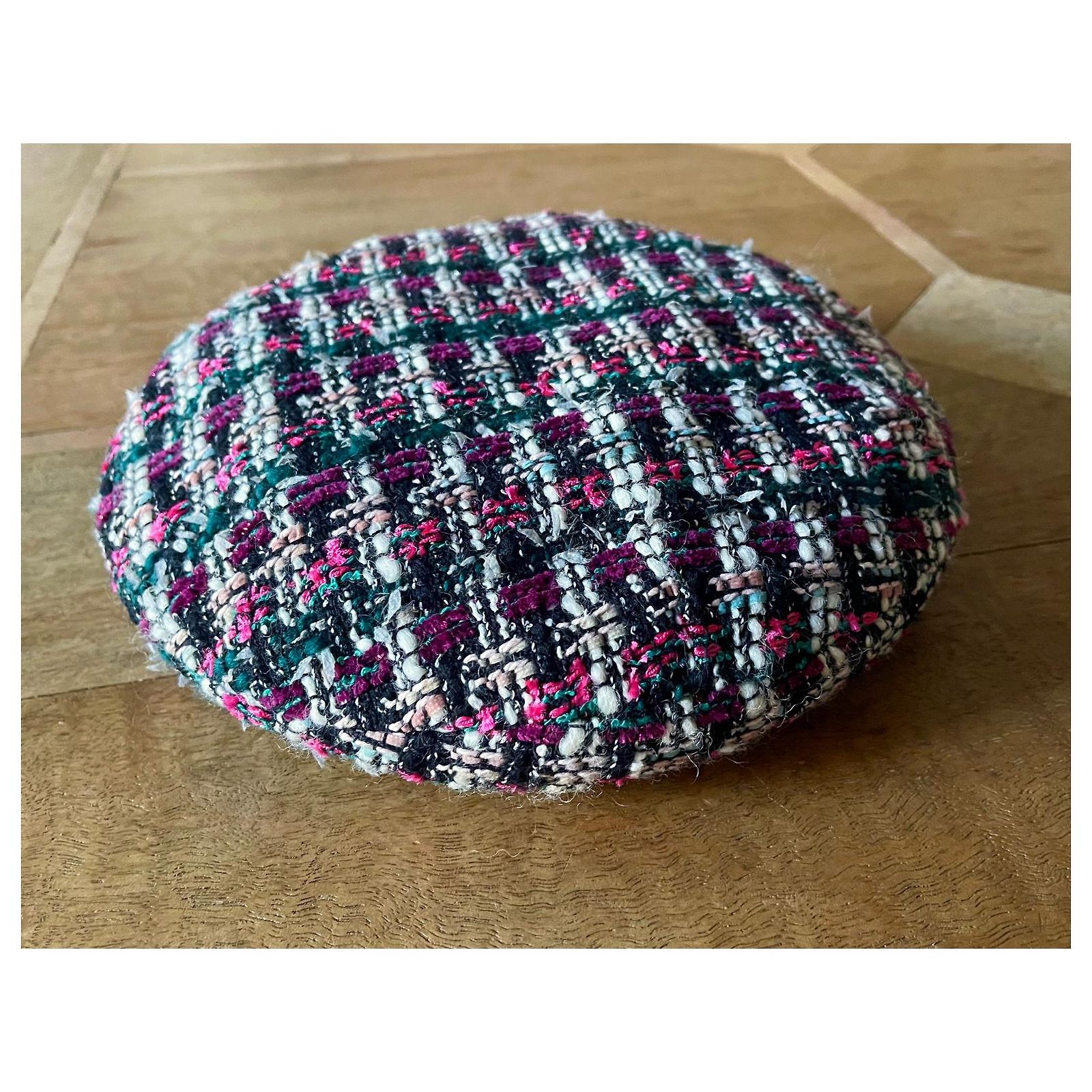 MAISON MICHEL Flore cotton-blend tweed beret Maison Michel Flore Tweed Basque Beret 2316016001-Shiny blue  main image 3