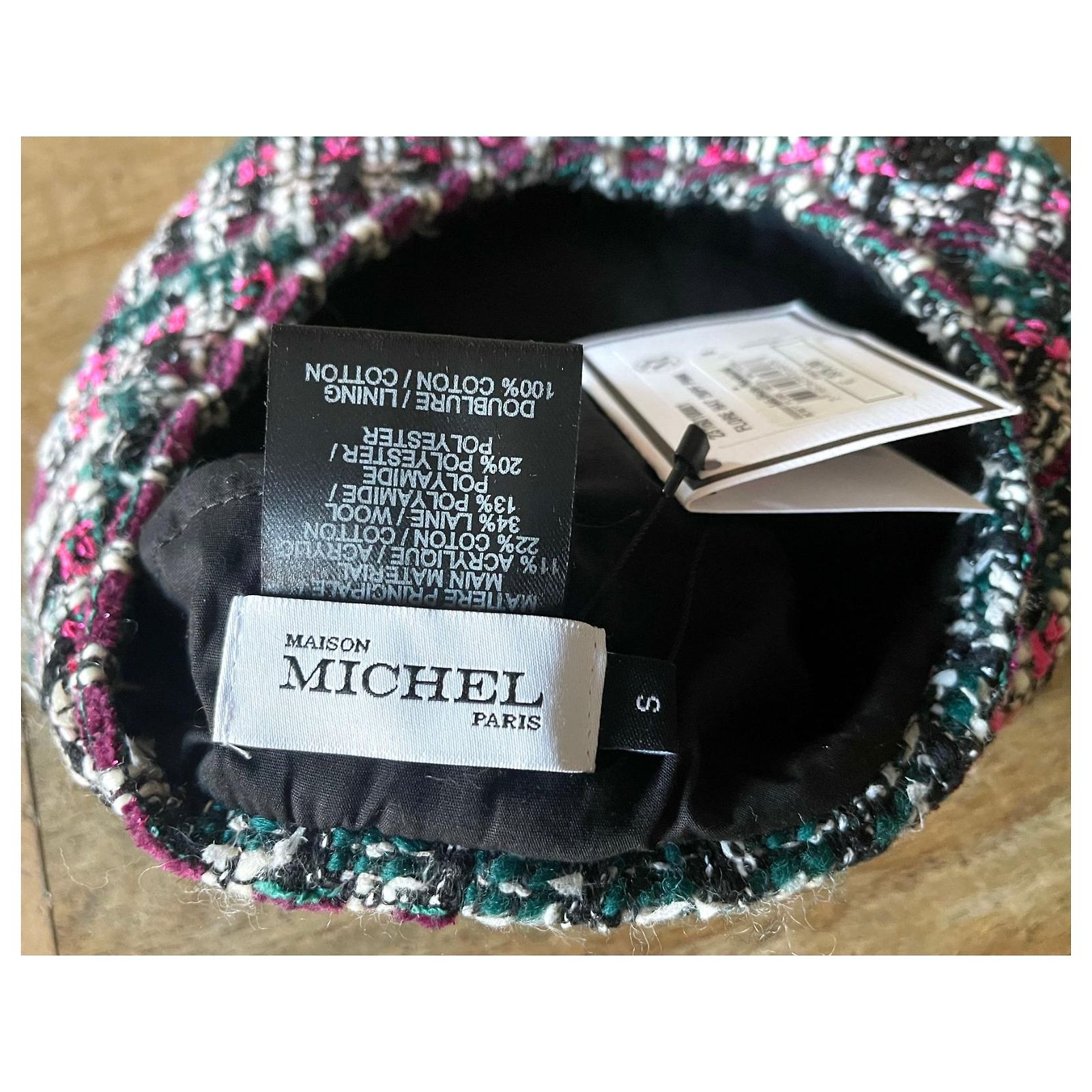MAISON MICHEL Flore cotton-blend tweed beret Maison Michel Flore Tweed Basque Beret 2316016001-Shiny blue  main image 2