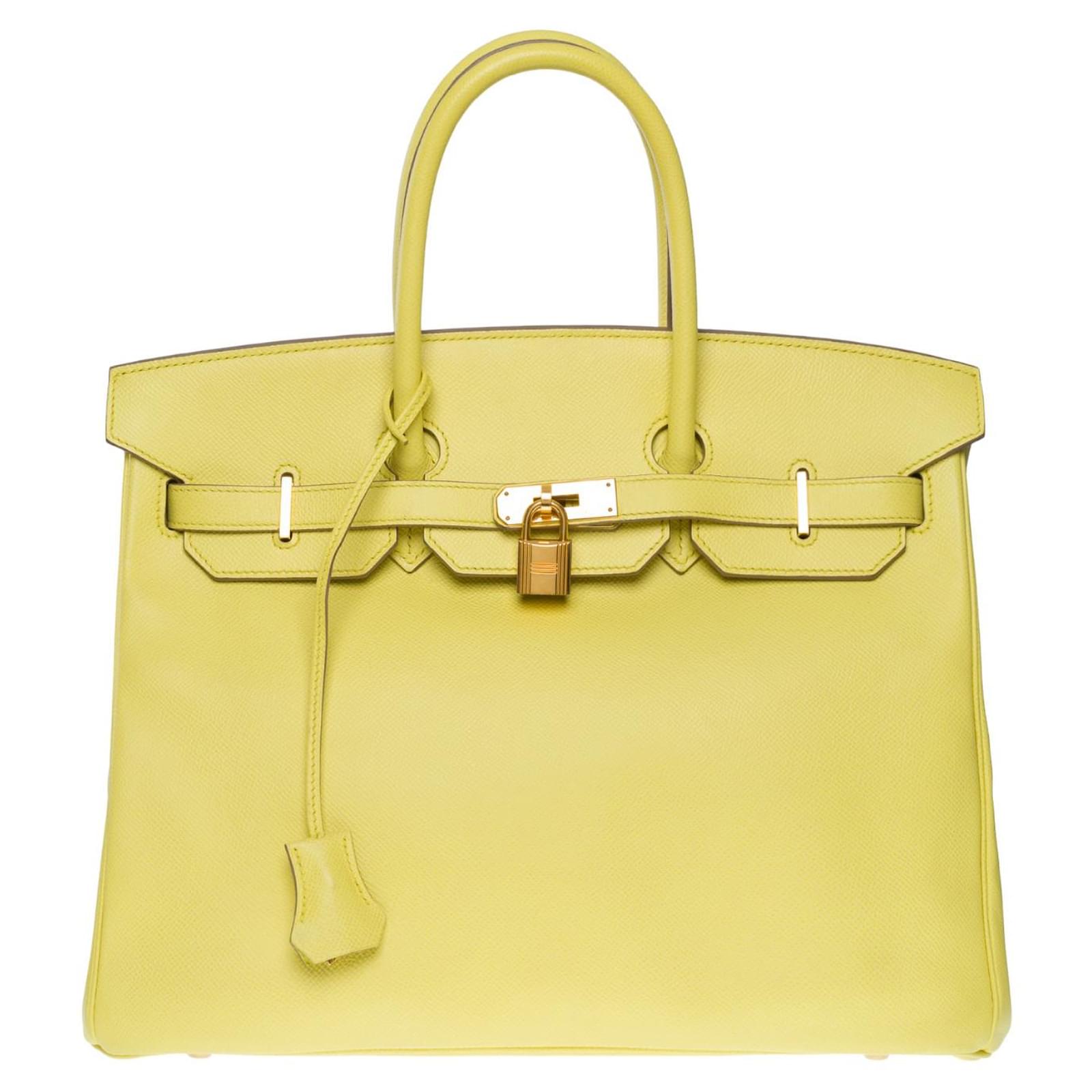 Hermès Birkin 35 handbag in yellow epsom leather and grey interior with PHW  ! at 1stDibs