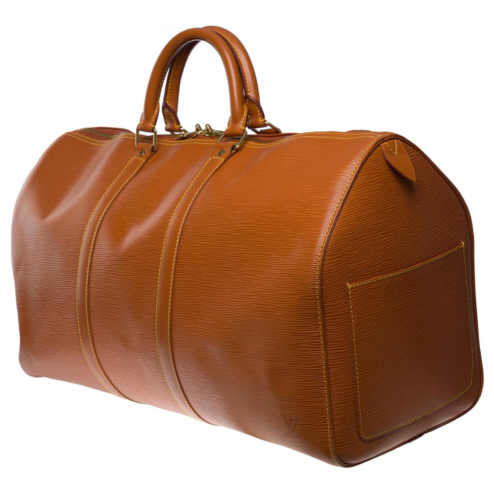 Louis Vuitton Keepall 50 Travel bag in Cognac épi leather at