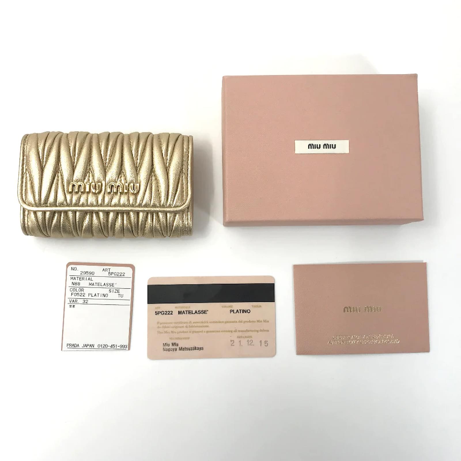 Miu Miu Quilted leather 6 Key Holder Wallet 5PG222 Golden Lambskin