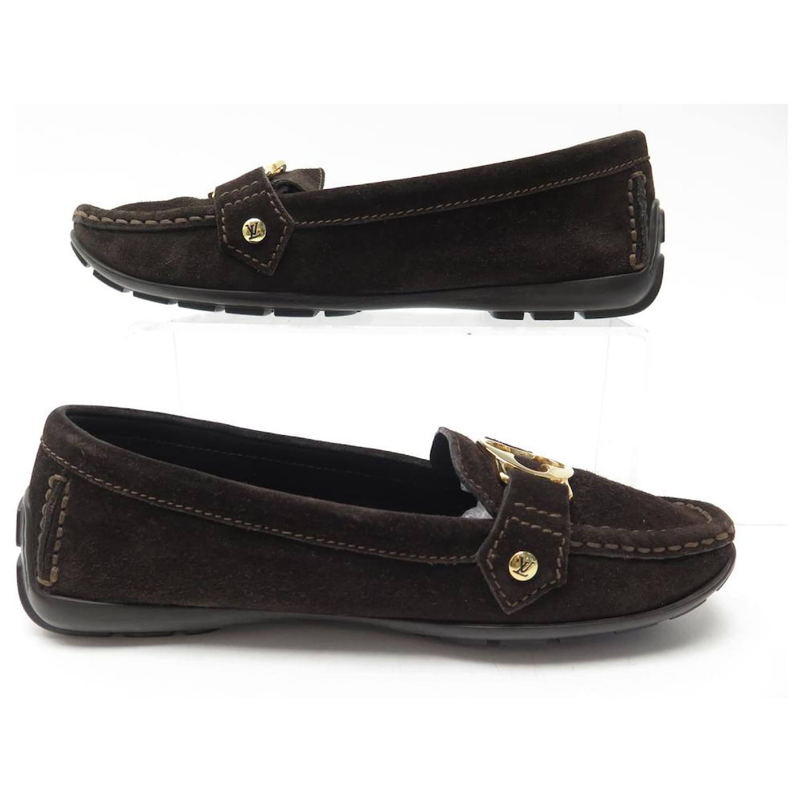 LOUIS VUITTON LOAFERS 36 BROWN SUEDE SUEDE SHOES ref.834990 - Joli Closet
