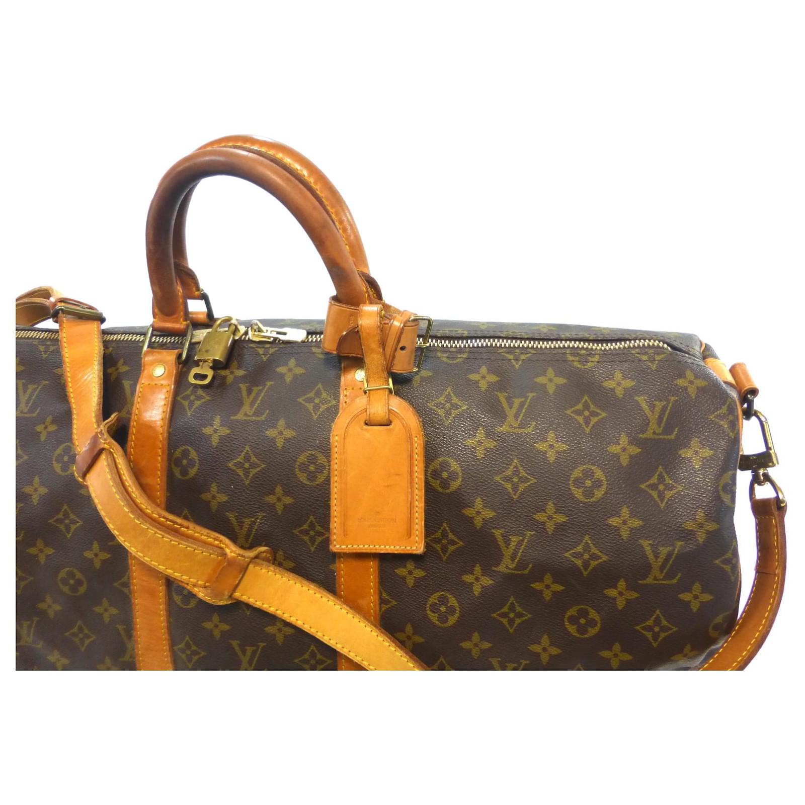 Louis Vuitton keepall 55 Monogram shoulder strap - FH8911 Brown Leather  ref.835166 - Joli Closet