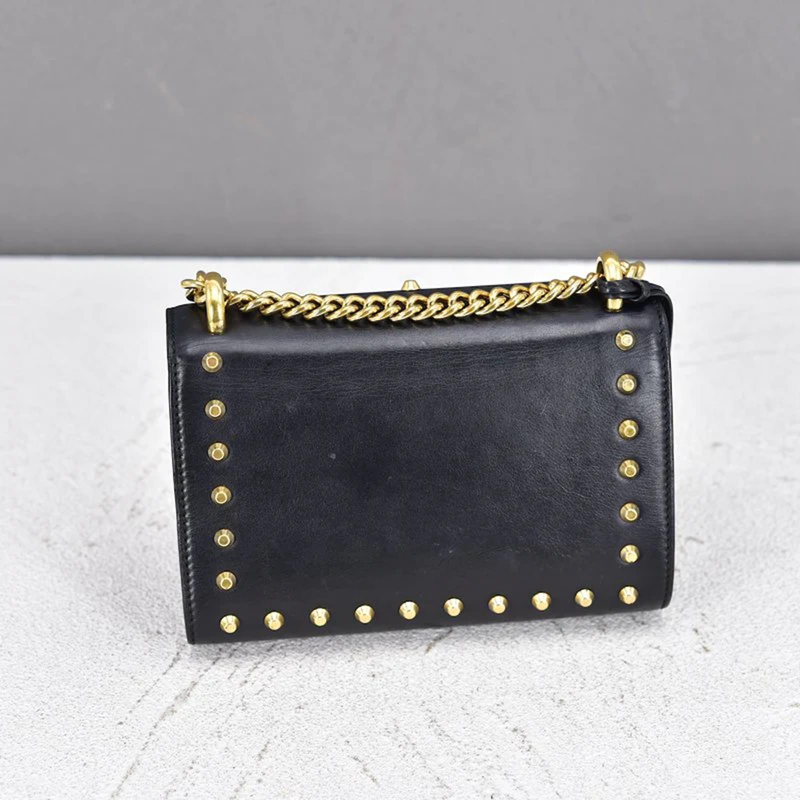 Gucci Studded Leather Small Padlock Crossbody Bag 432132 Black