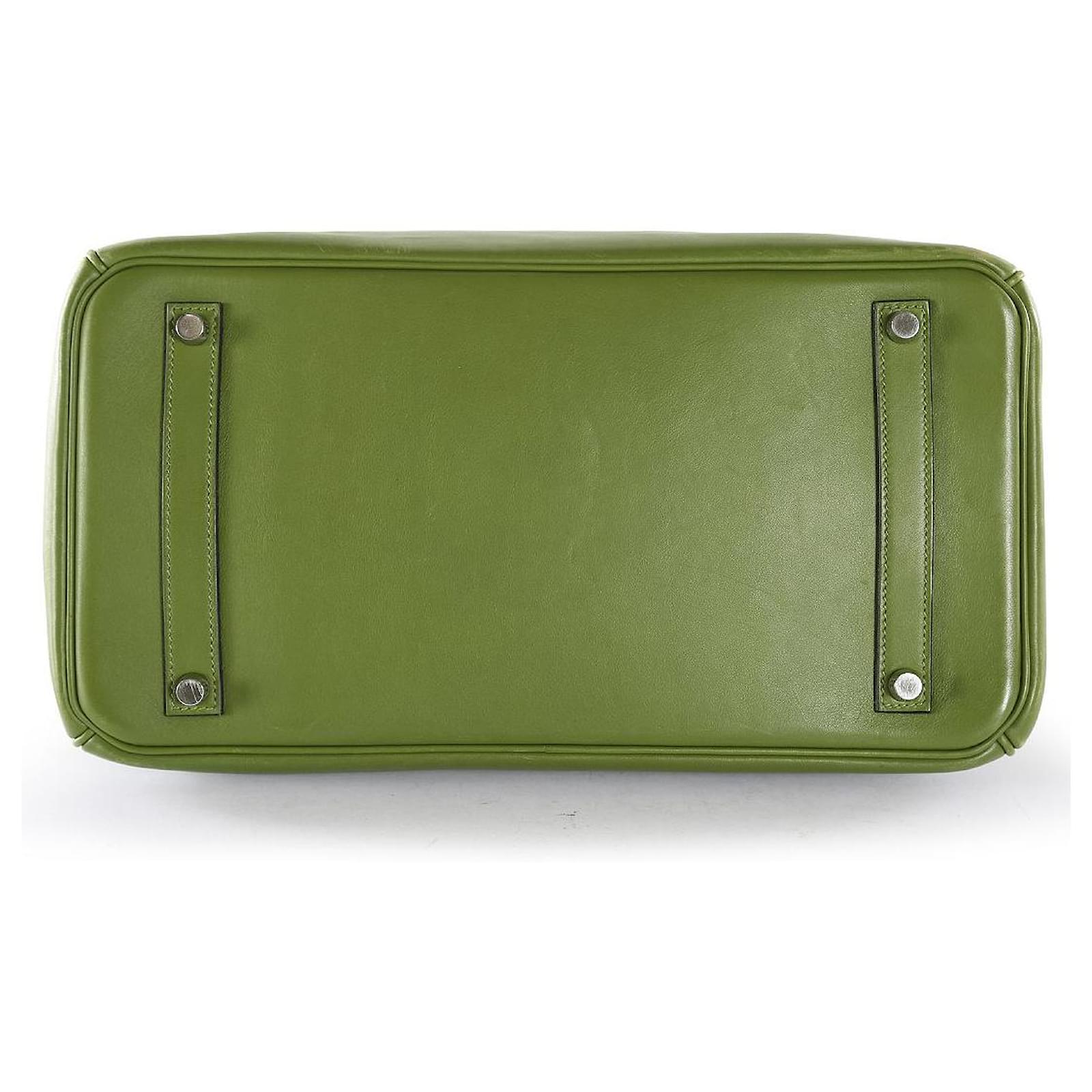 Hermes Birkin Leather Palladium-tone 35 Army Green in Leather with  Palladium-tone - US