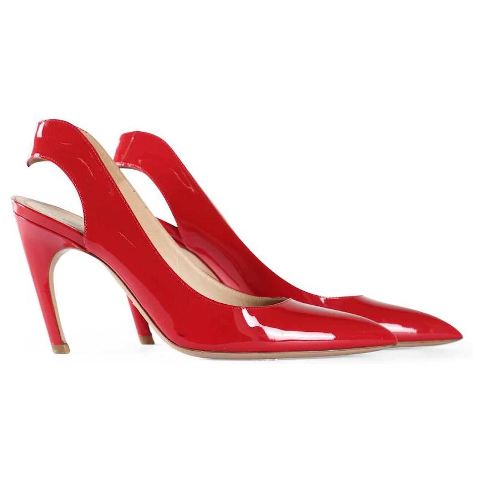 Christian Dior Red Patent Leather Pointy Toe Slingback Pumps ref.839547 Joli Closet