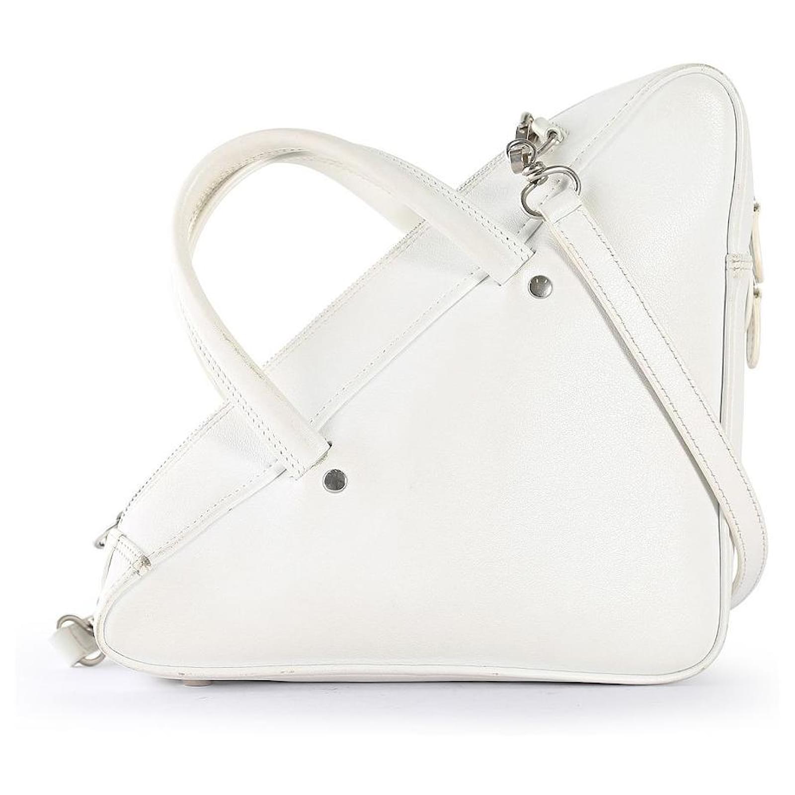 Balenciaga White Calfskin Leather Triangle Duffle Shoulder Bag Pony style calfskin ref.839626 Joli Closet