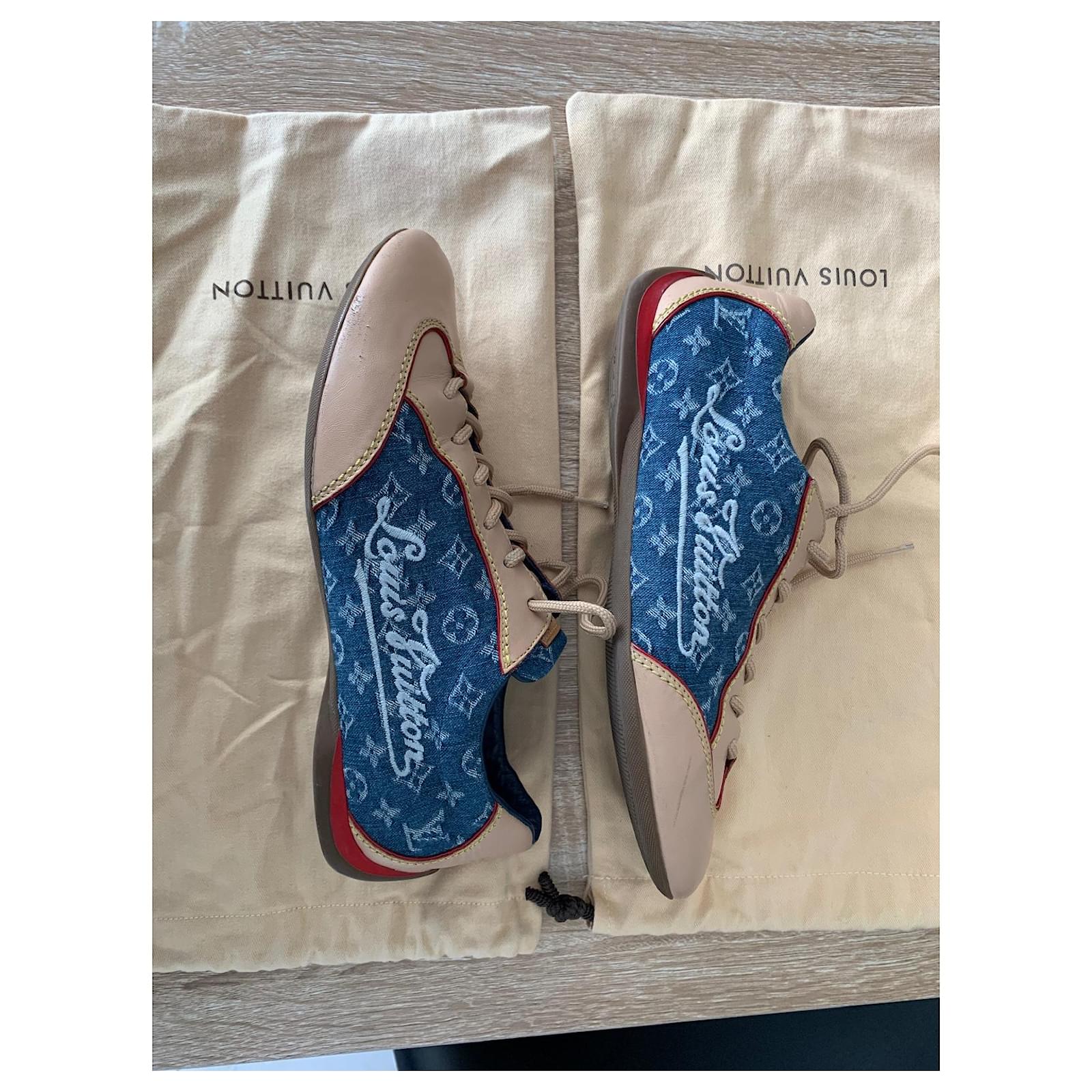 Louis Vuitton canvas denim T sneakers.36,5 Blue Cloth ref.840011
