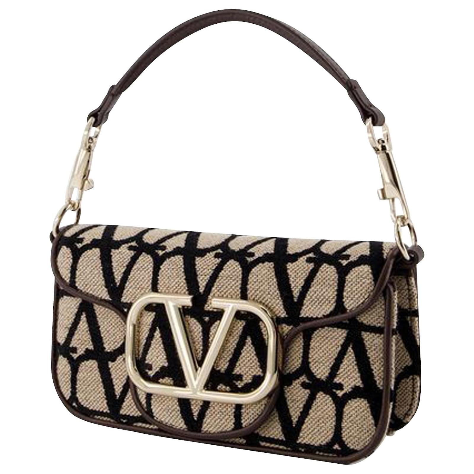 Loco Vitello Hobo Bag - Valentino Garavani - Black - Cotton