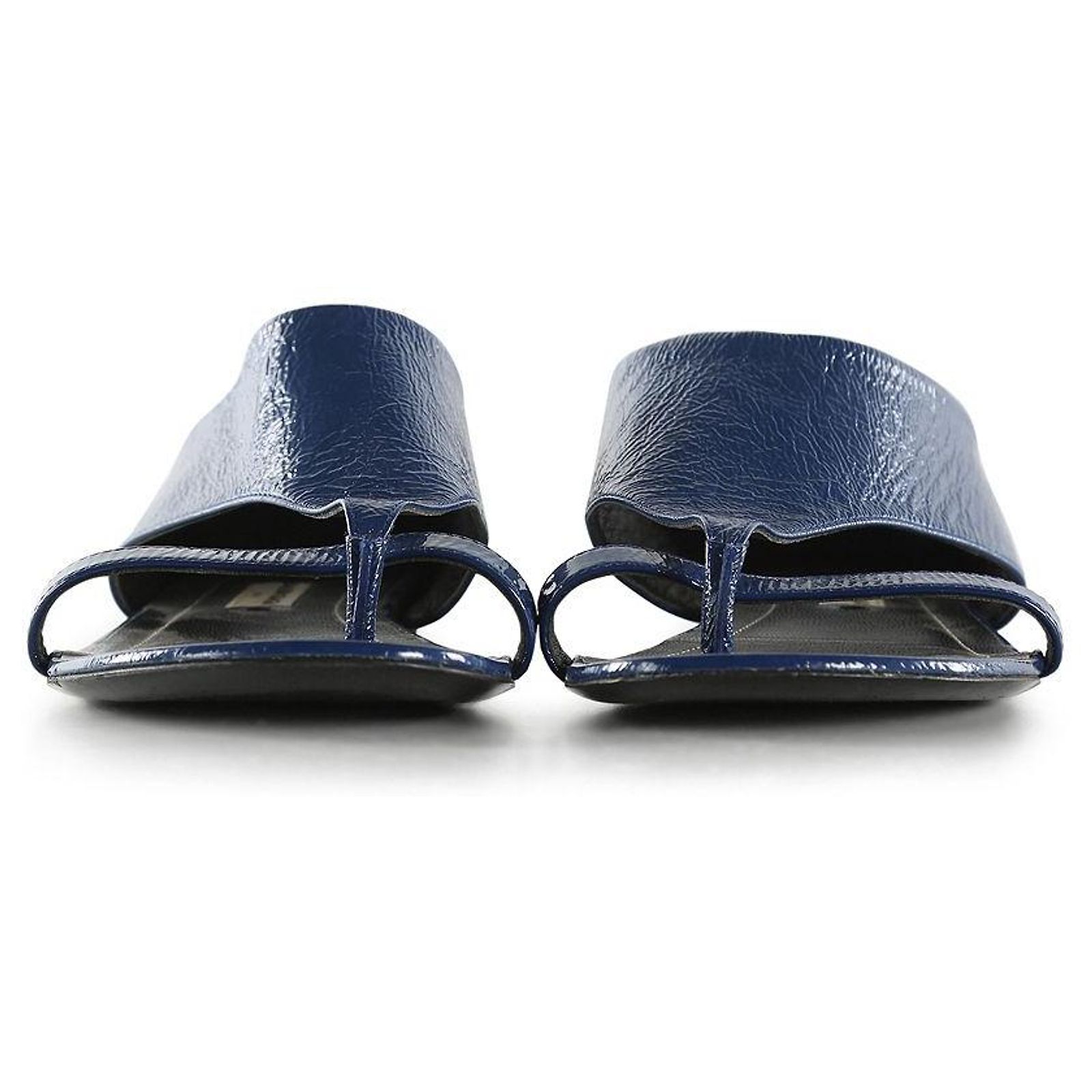 Escarpins à Semelle Compensée VC Signature - Cuir Verni Bleu, Taille US 7, Occasion Peu Porté