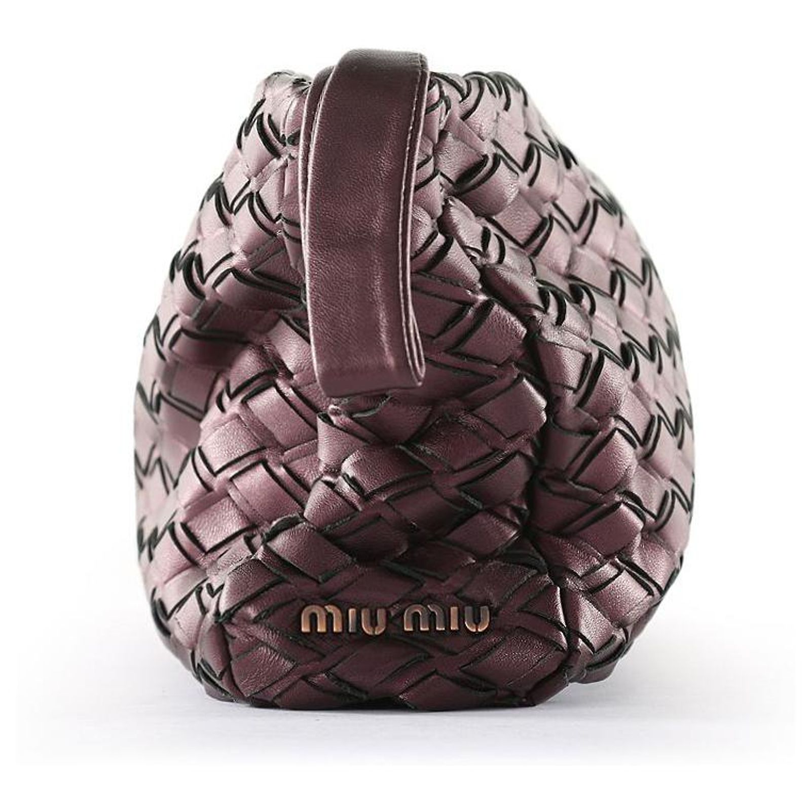 Pochette De Soirée Vintage En Cuir Tissé Main - Couleur Violet - Occasion