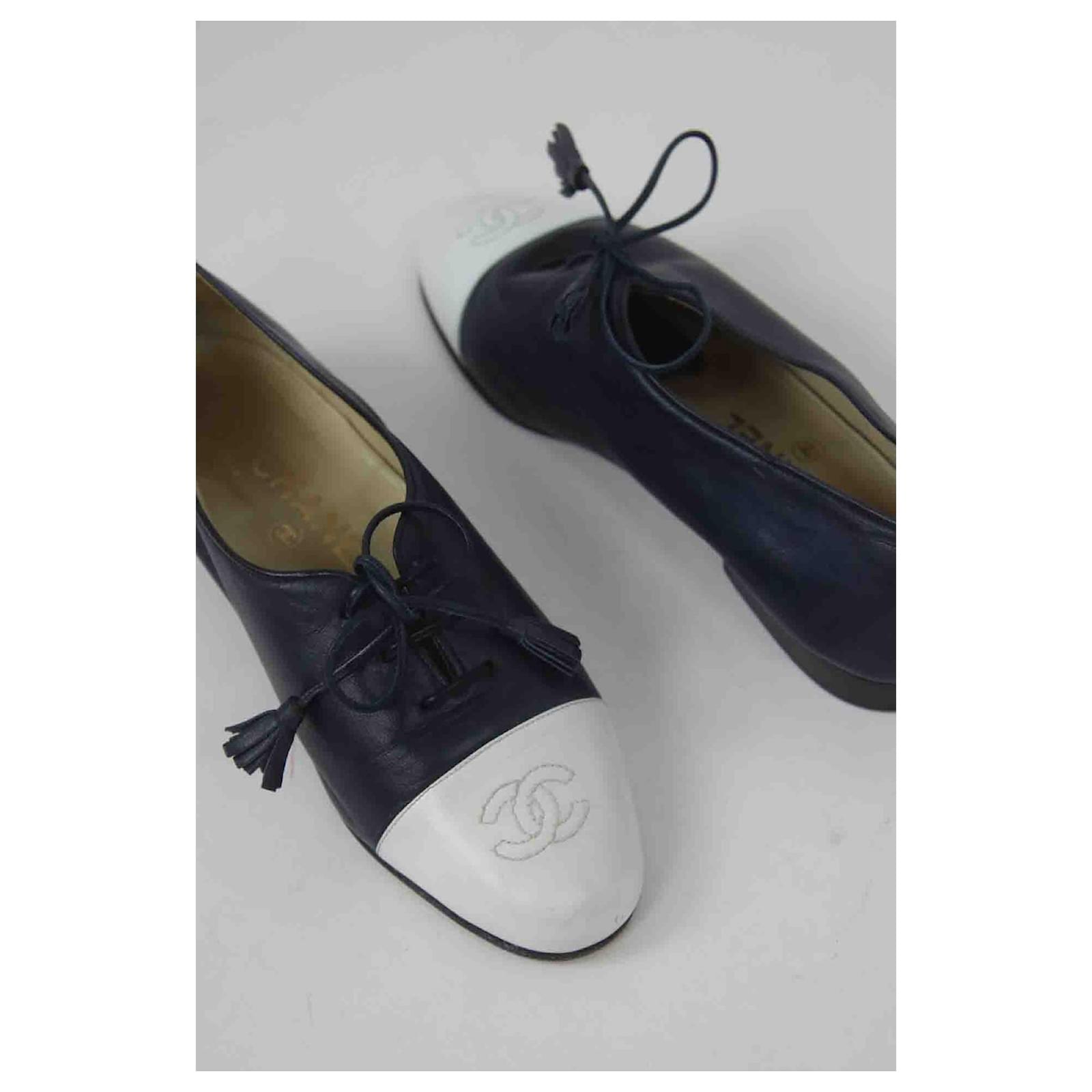 Chanel moccasins 36 Blue Leather ref.842537 - Joli Closet